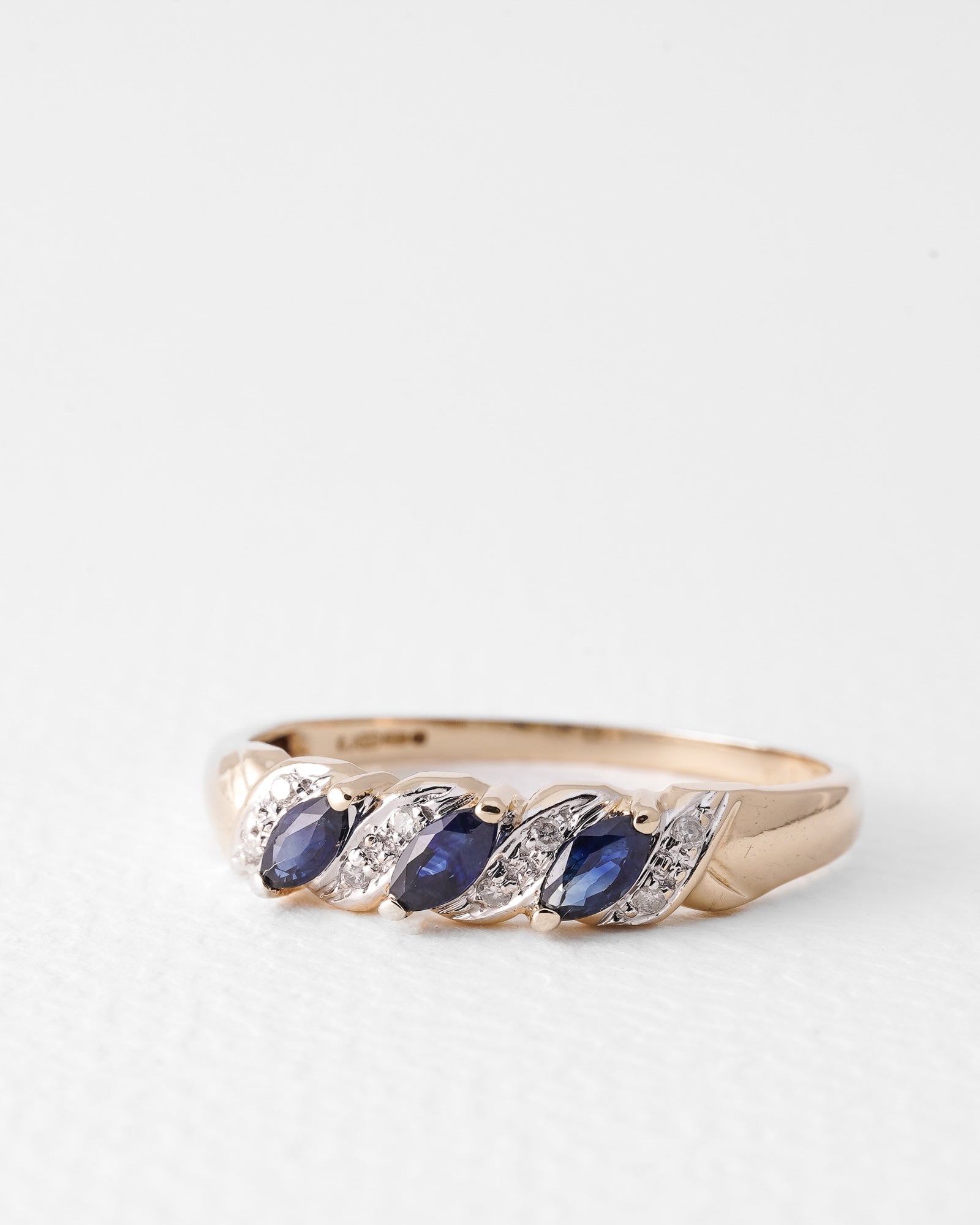 Fleur | Vintage Saffier & Diamant Halve Enternity