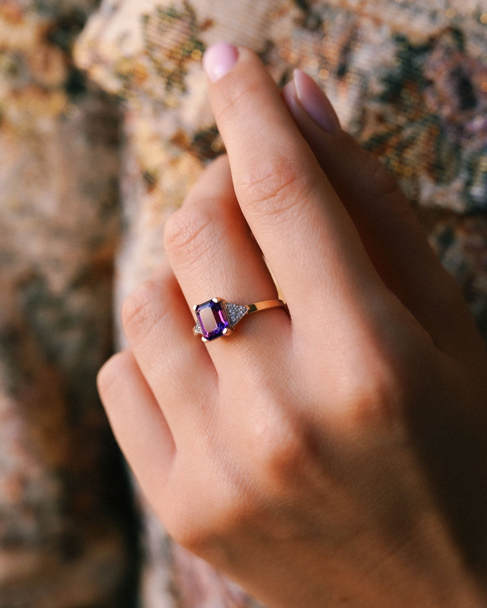 Camille | Vintage Amethist Solitaire & Diamant Cluster