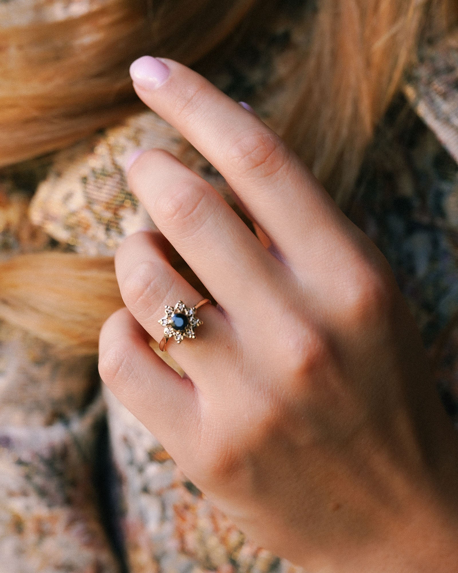 Esmé | Vintage Saffier & Diamant Cluster