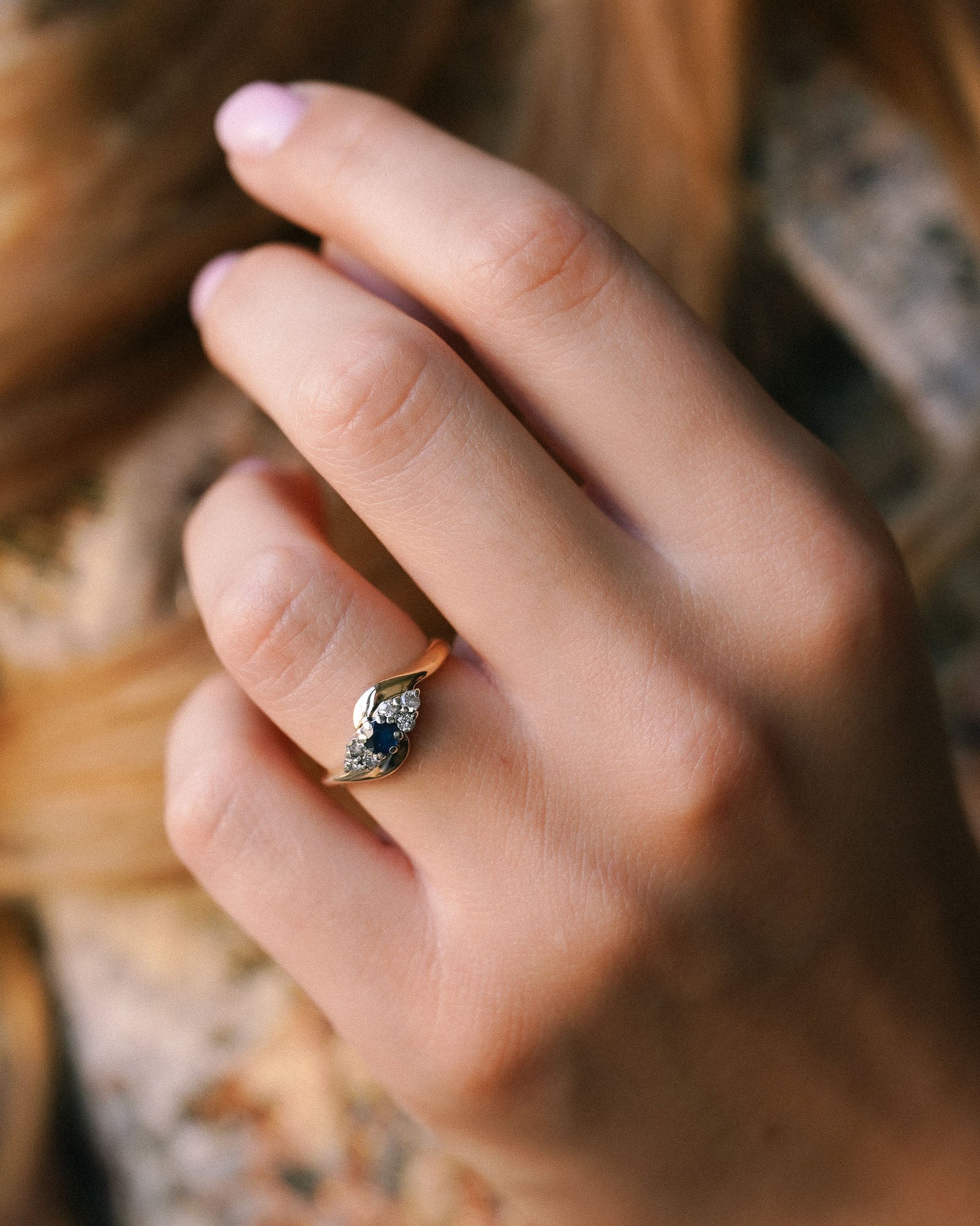 Nadine | Vintage Saffier & Diamant Cluster