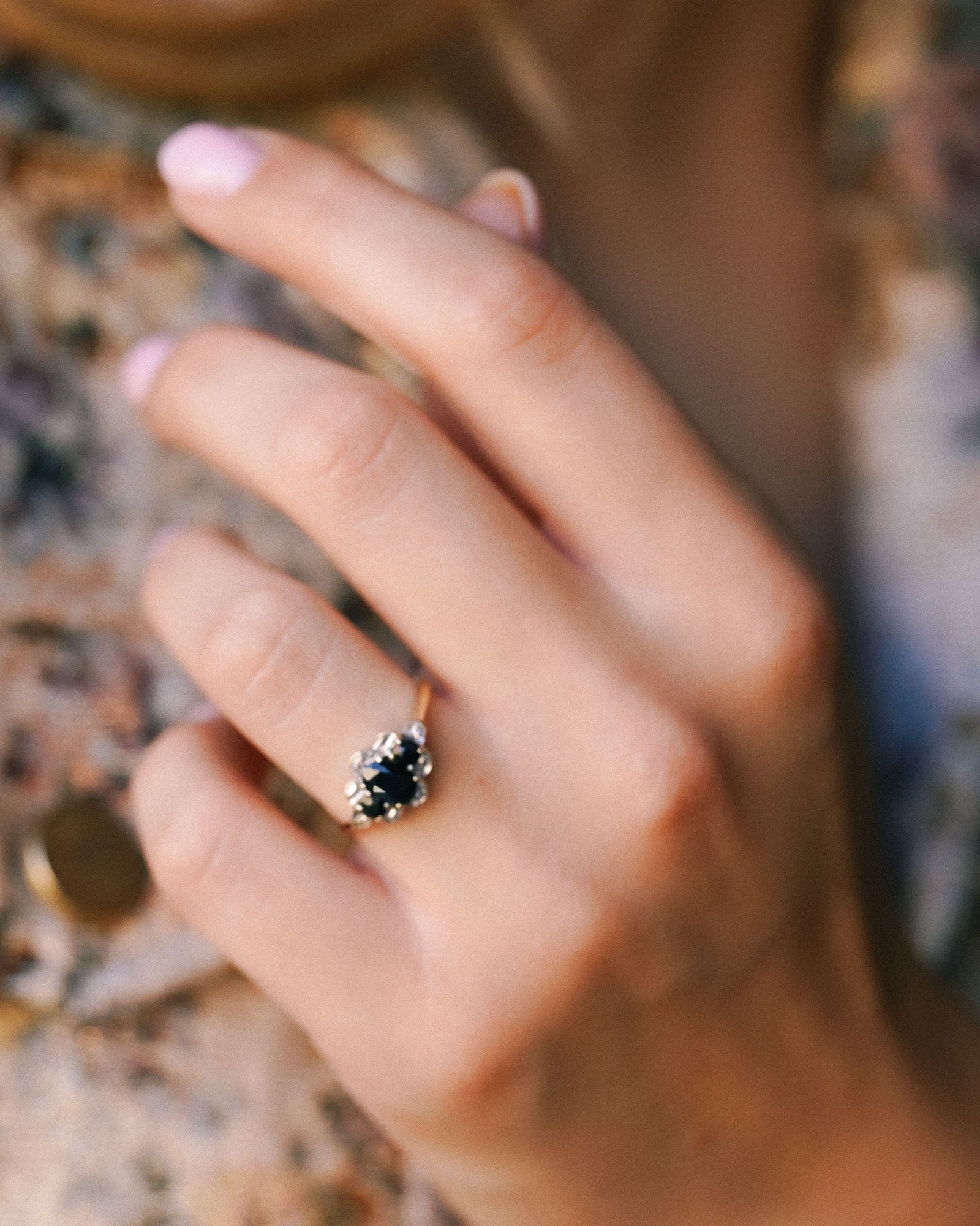 Rafaela | Vintage Saffier & Diamant Cluster