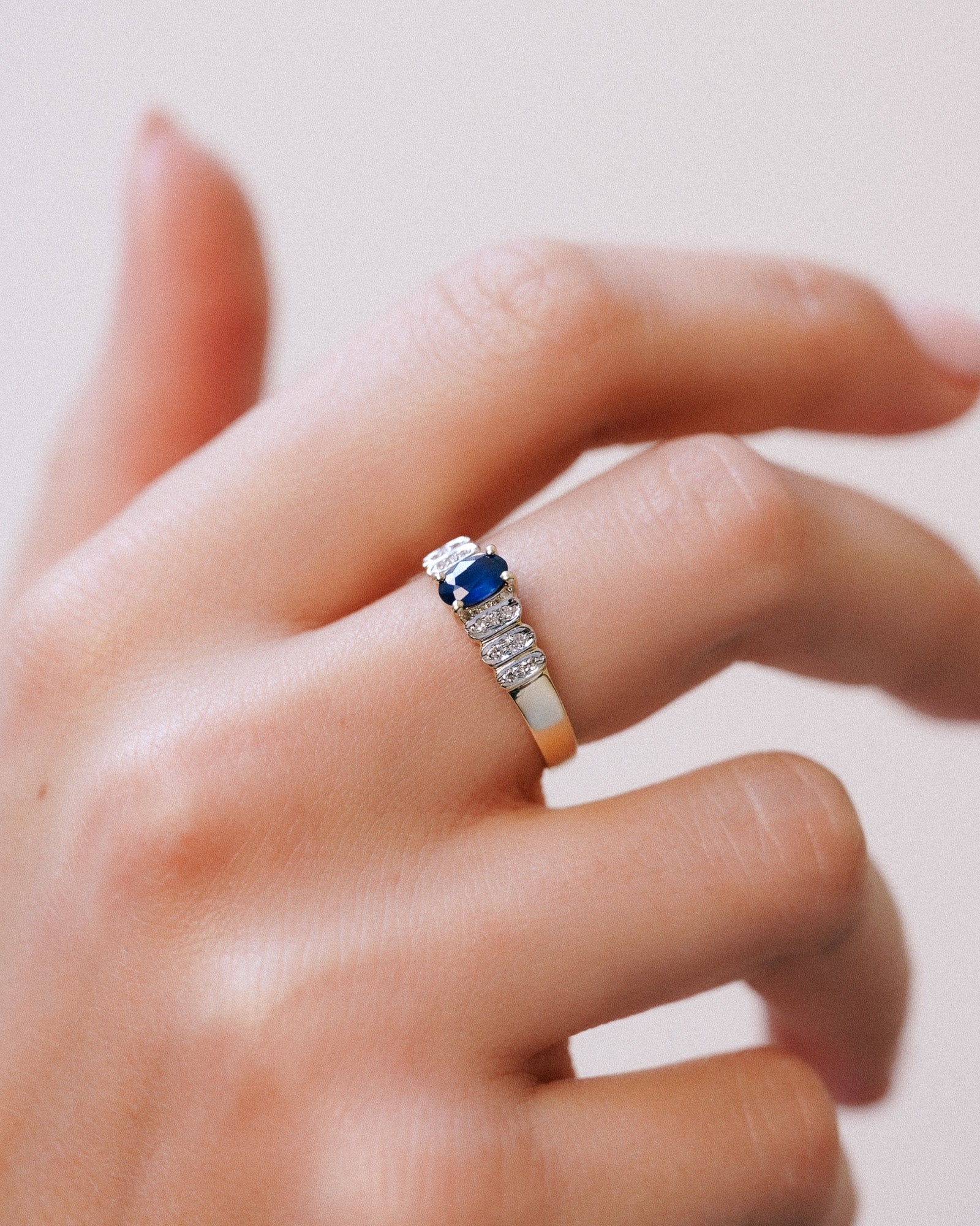 Lyra | Vintage ring Saffier & Diamant