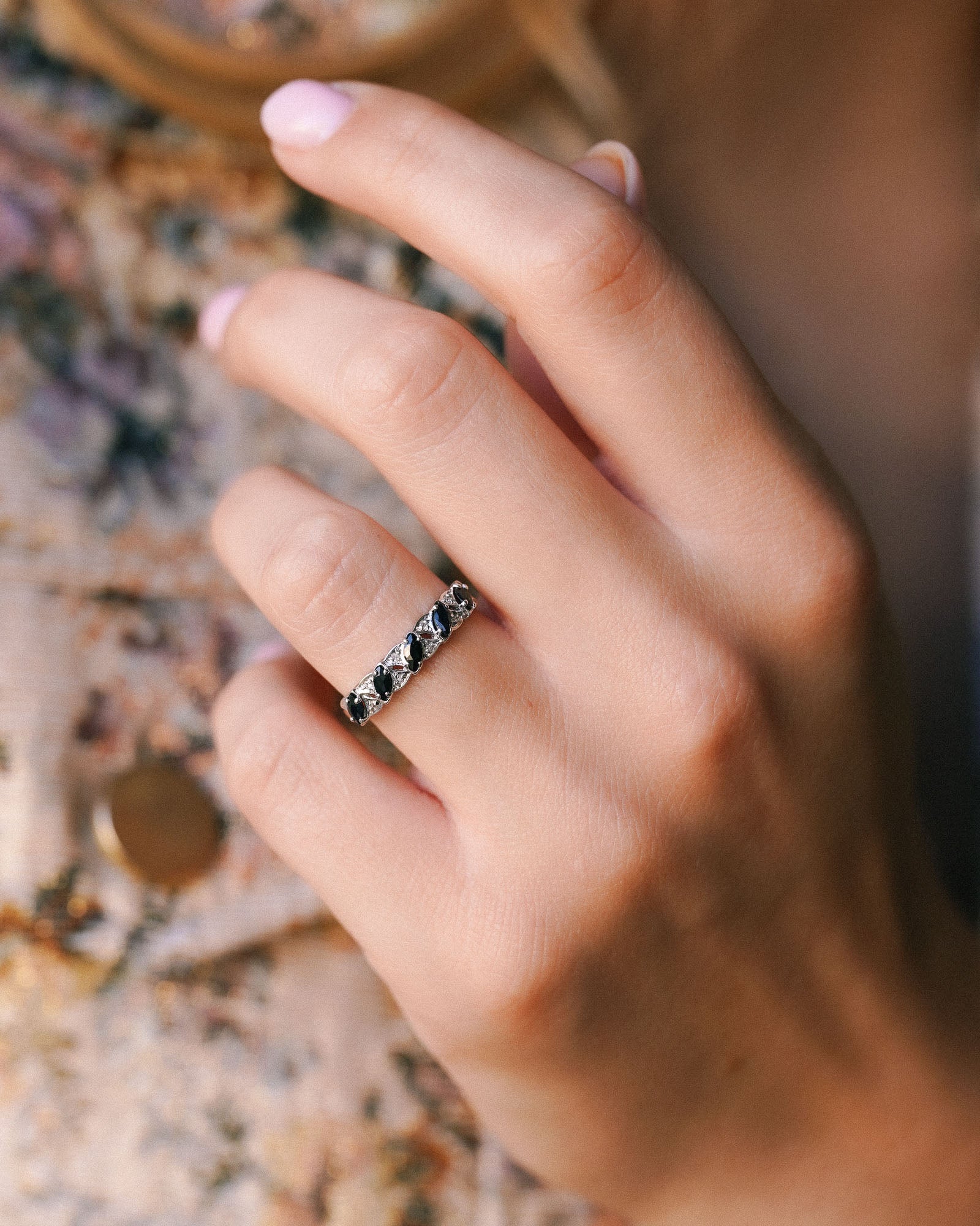 Elara | Vintage ring Saffier & Diamant
