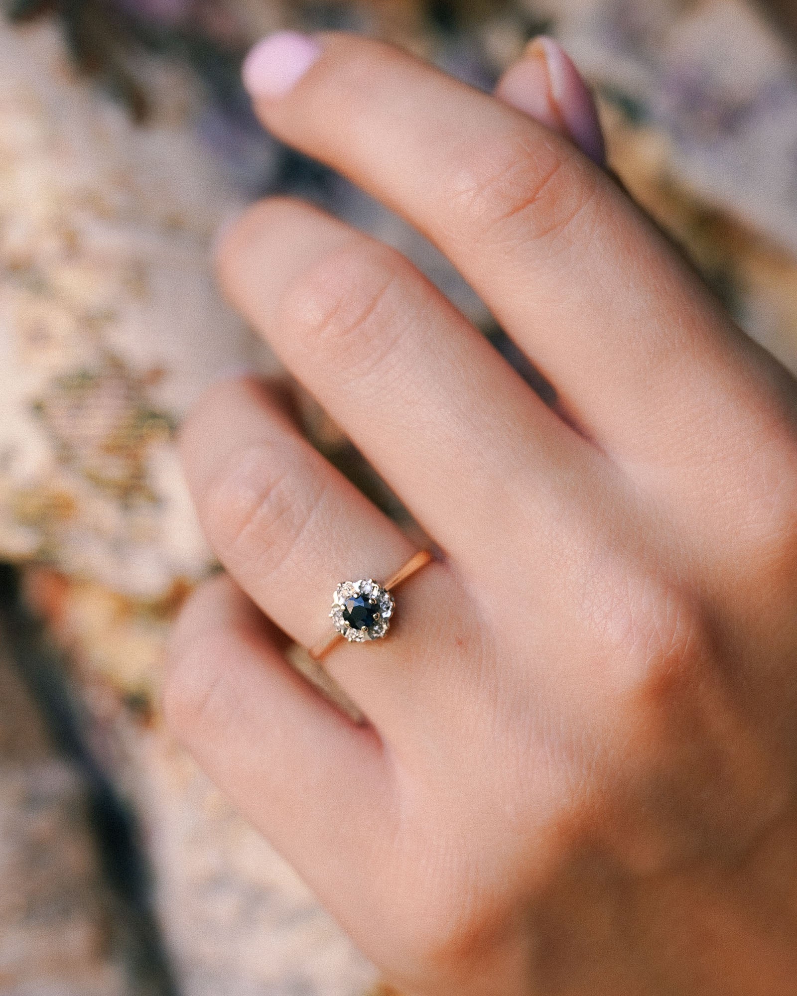 Isaura | Vintage Saffier & Diamant Cluster