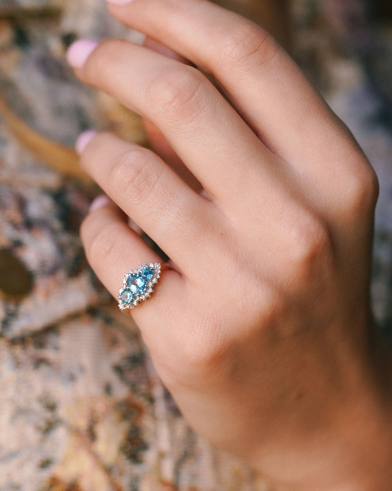 Fabienne| Vintage Topaas & Diamant Cluster