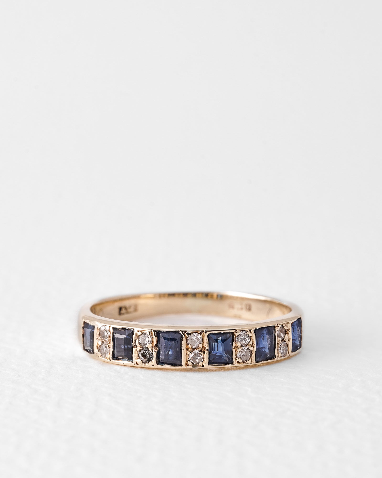 Marisol | Vintage Saffier & Diamant Halve Enternity