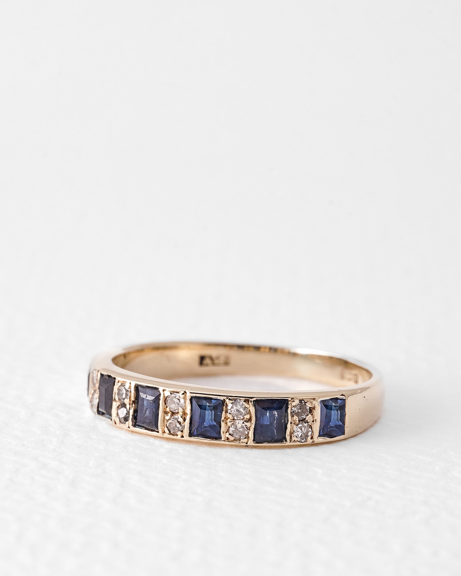 Marisol | Vintage Saffier & Diamant Halve Enternity