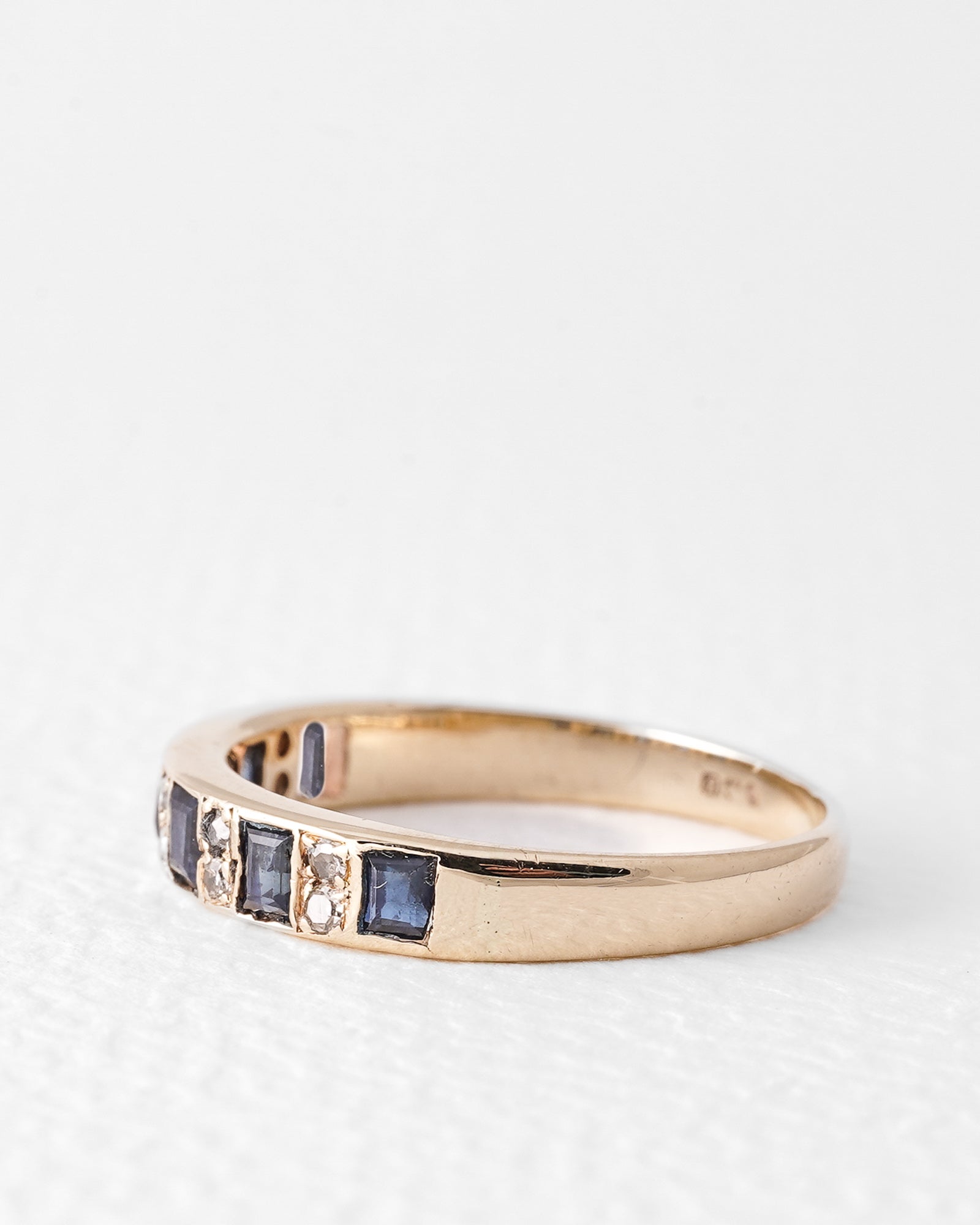 Marisol | Vintage Saffier & Diamant Halve Enternity