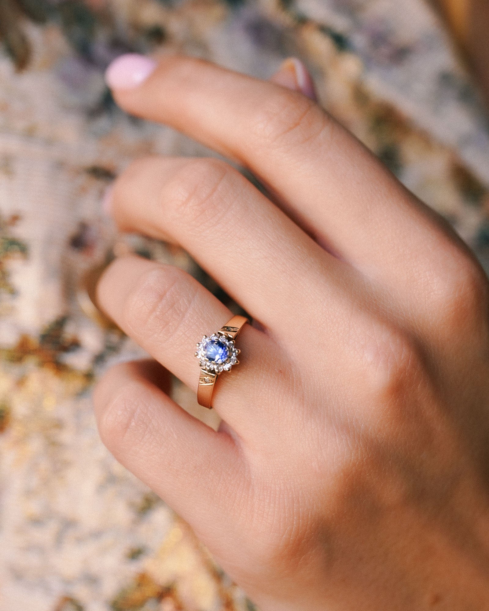 Hazel | Vintage Saffier & Diamant Cluster