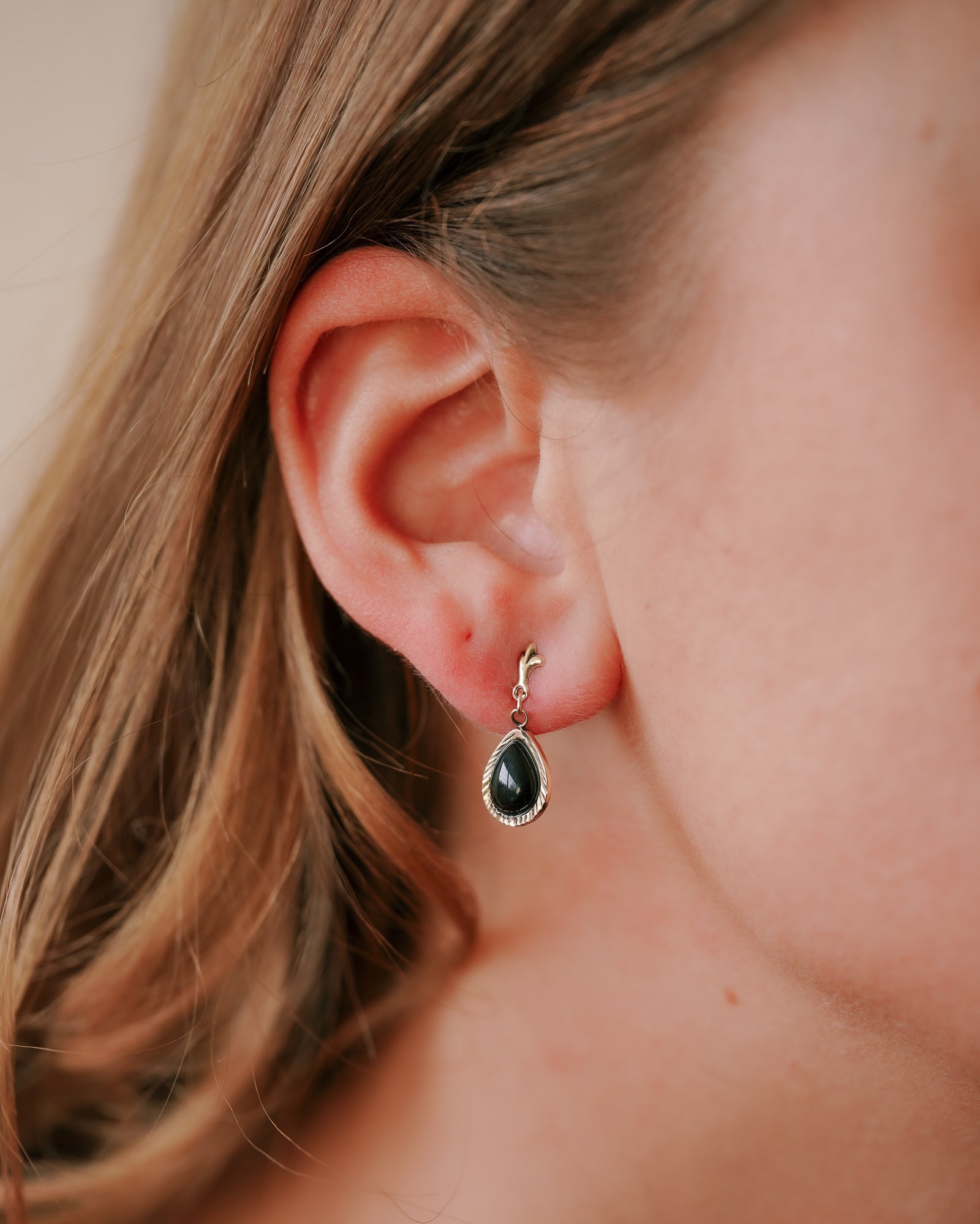 Julia  | Vintage Onyx Oorbellen