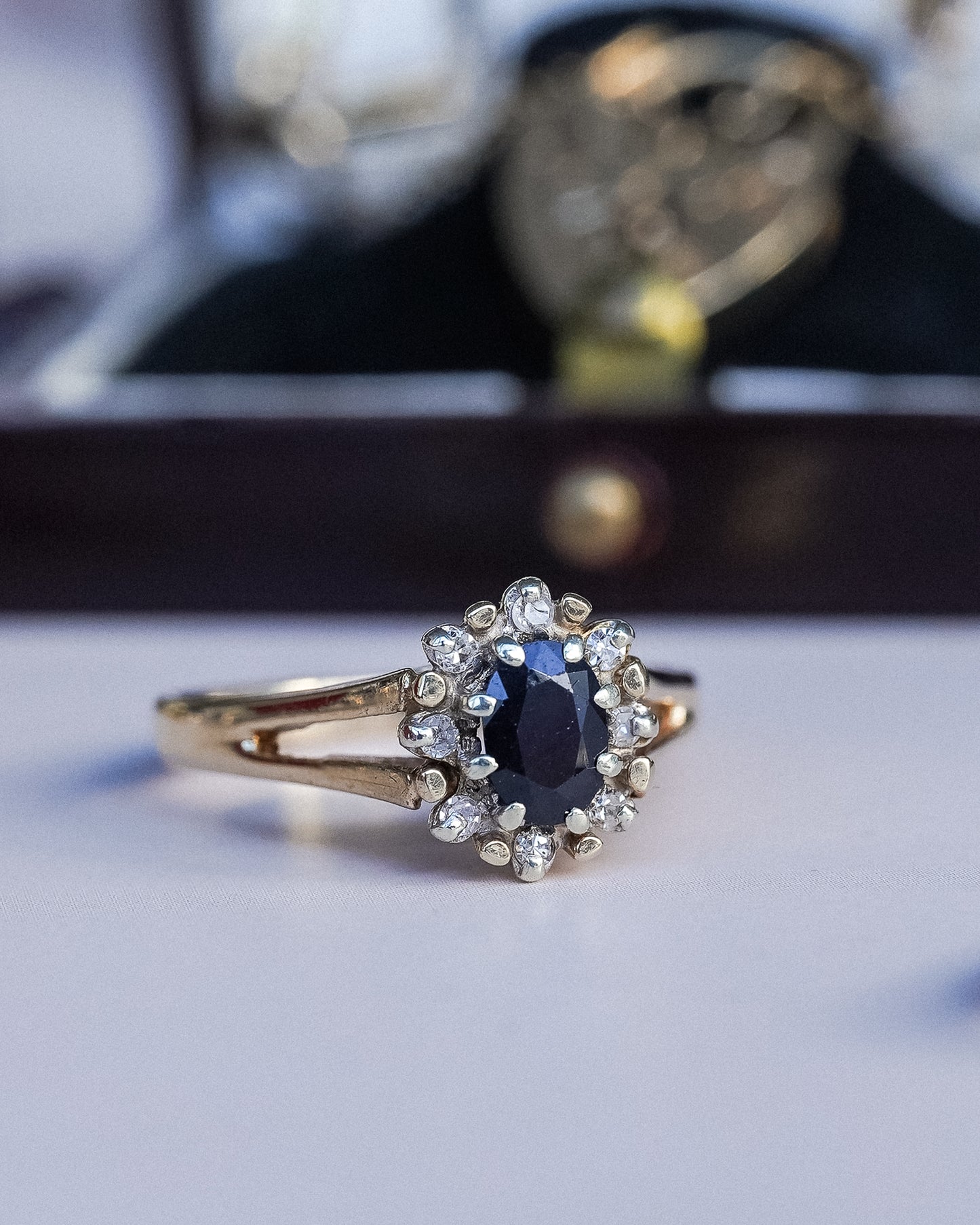 Holly | Vintage Saffier & Diamant Cluster