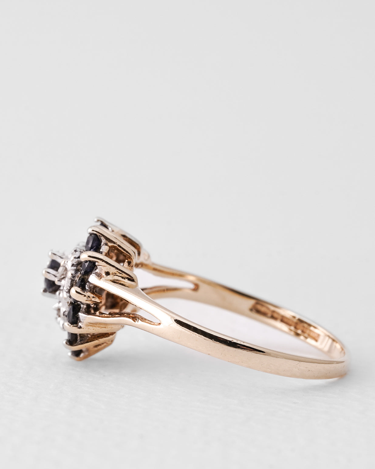 Rosalie | Vintage Saffier & Diamant Cluster Ring