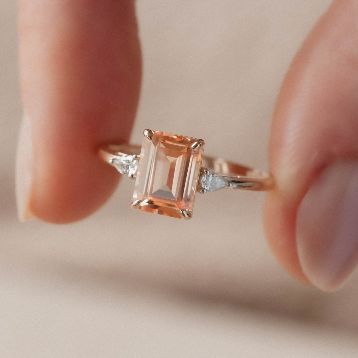 Rosalie | Morganiet & Diamant Ring - Menina Amsterdam