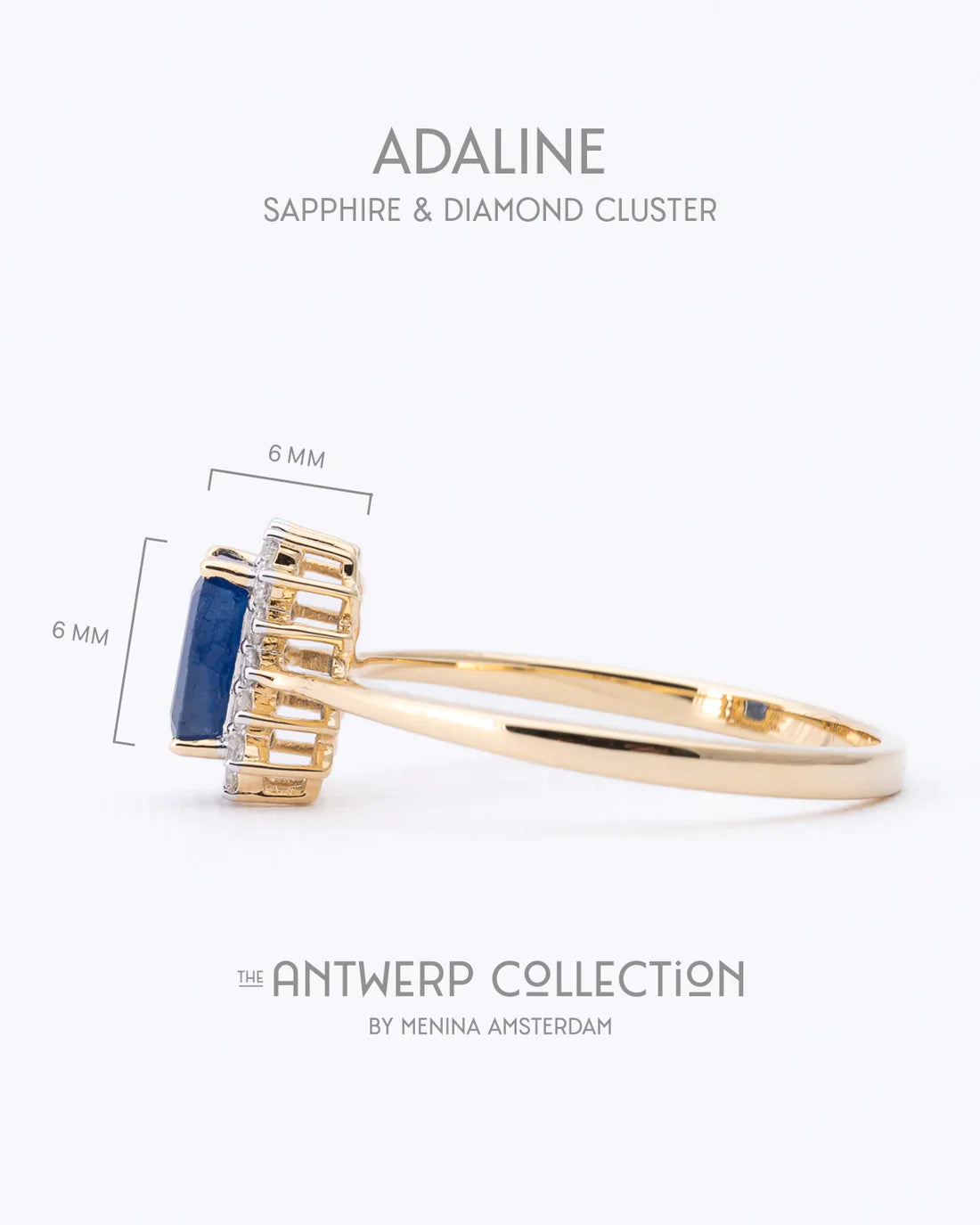 Adaline | 9K & 14K Saffier & Diamant Cluster