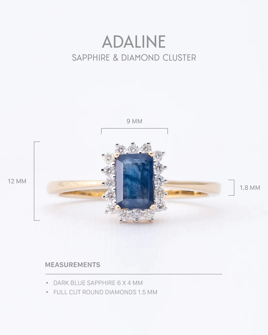 Adaline | 9K & 14K Saffier & Diamant Cluster
