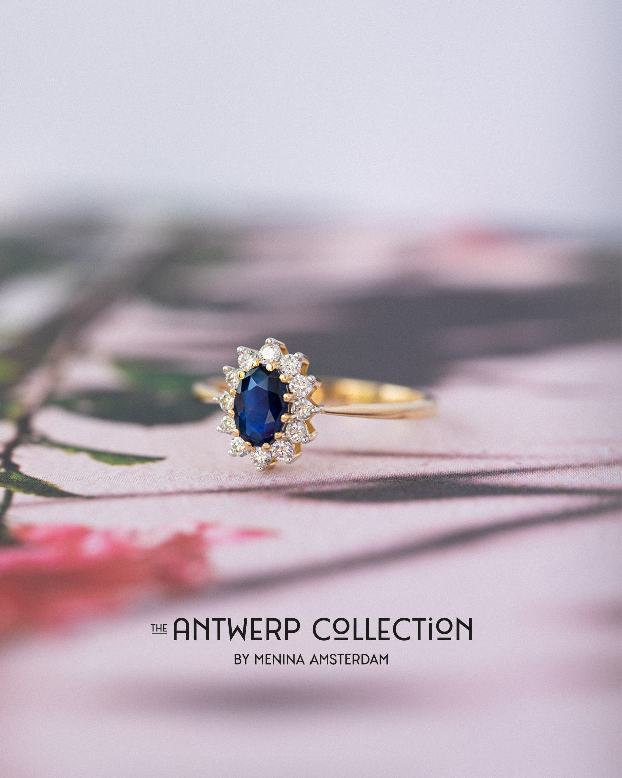 Aletta | 14K Saffier & Diamant Cluster