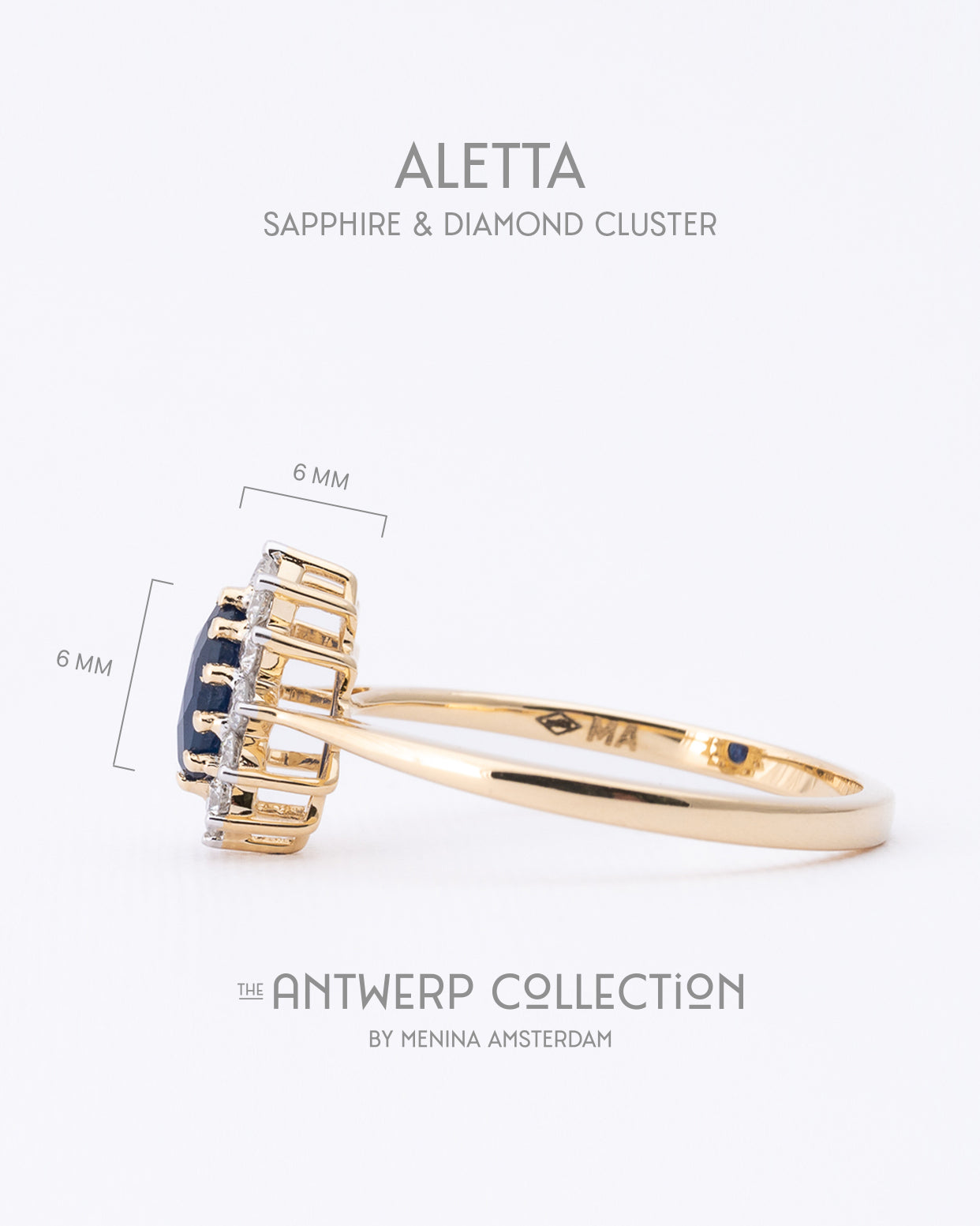 Aletta | 14K Saffier & Diamant Cluster