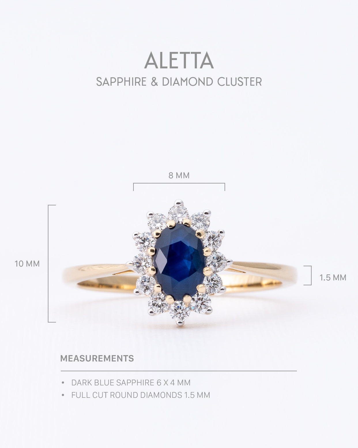 Aletta | 14K Saffier & Diamant Cluster