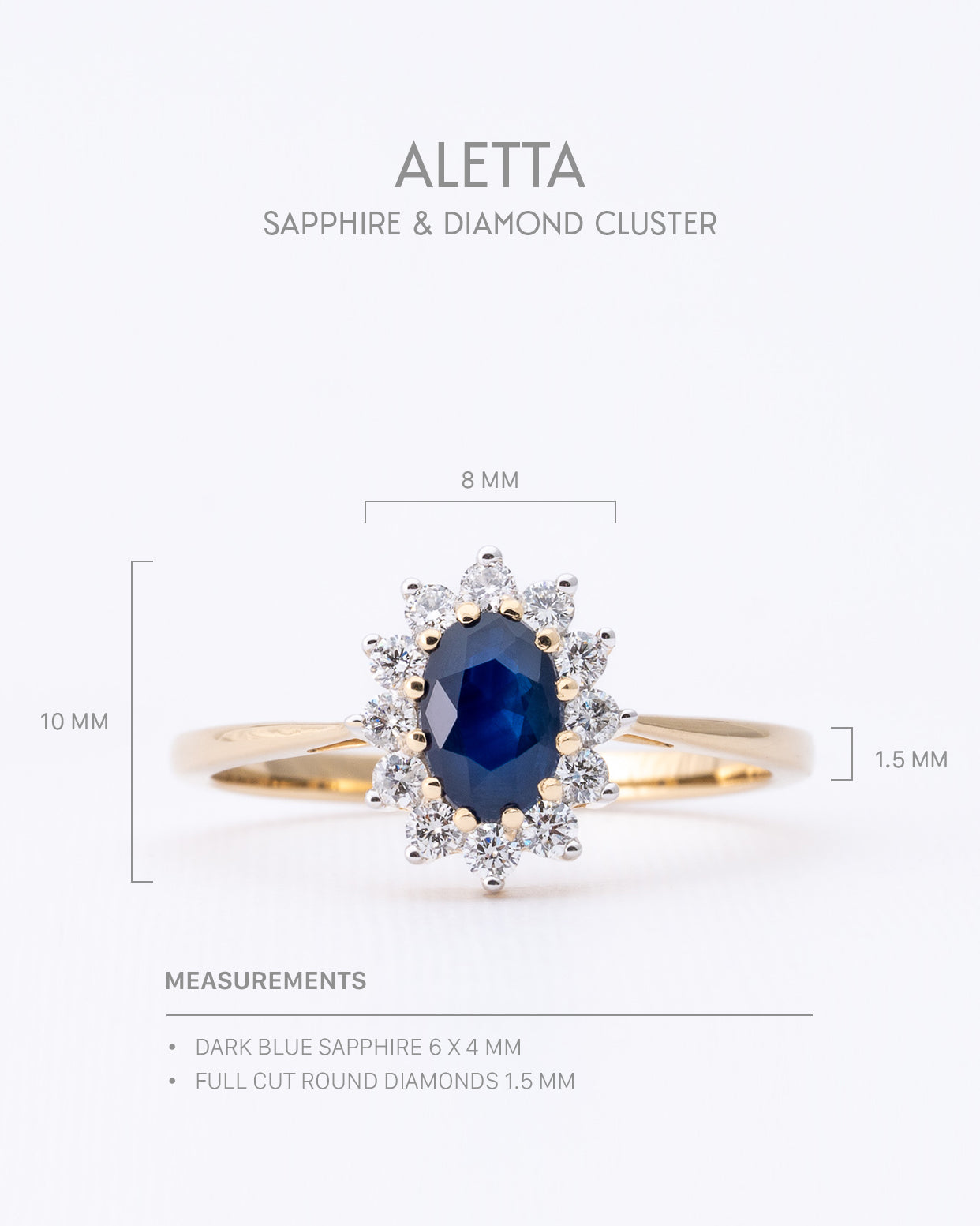 Aletta | 9K & 14K Saffier & Diamant Cluster