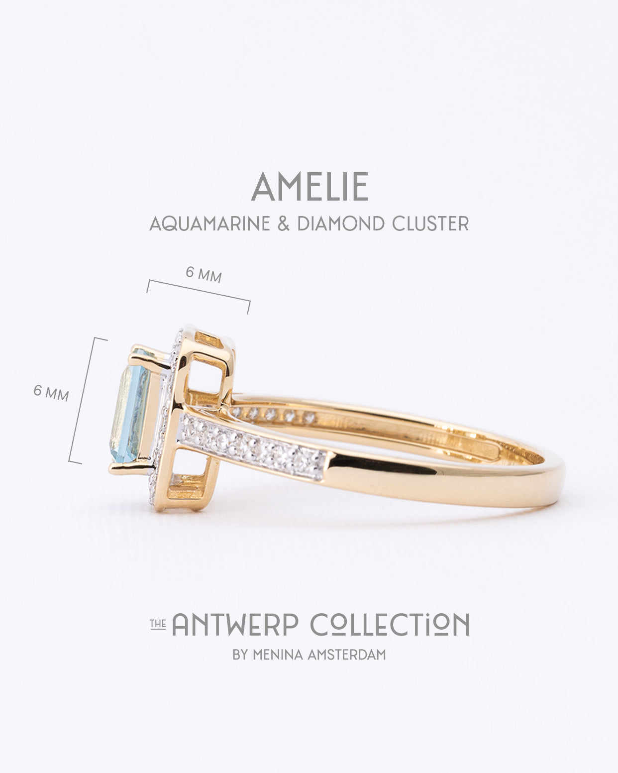 Amelie | 9K & 14K Aquamarijn & Diamant Cluster