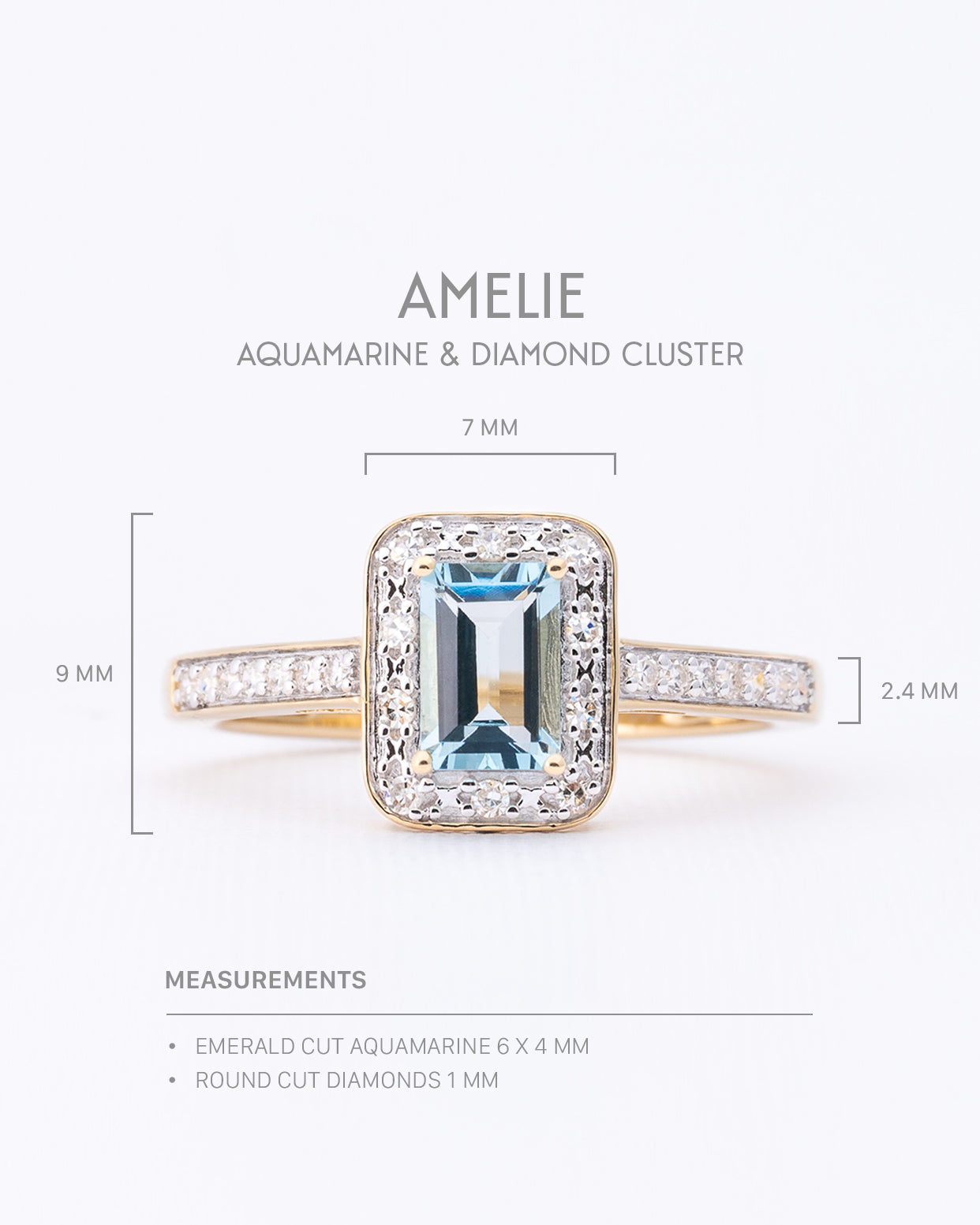Amelie | 9K & 14K Aquamarijn & Diamant Cluster