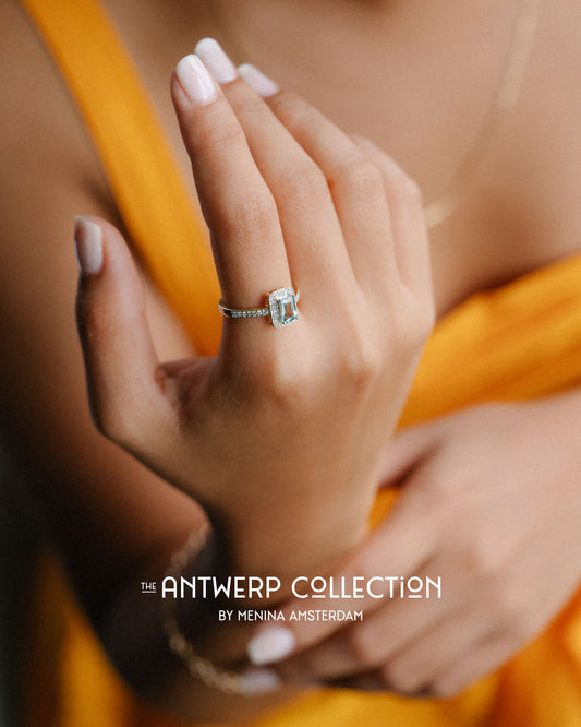 Amelie | 9K & 14K Aquamarijn & Diamant Cluster