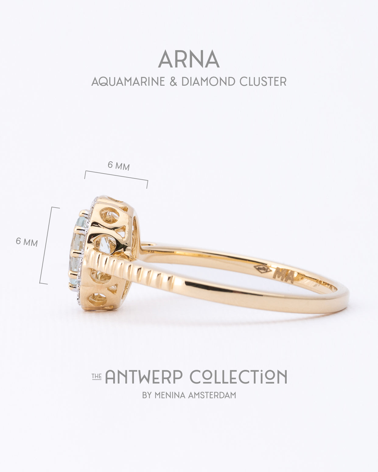 Arna | 9K & 14K Aquamarijn & Diamant Cluster
