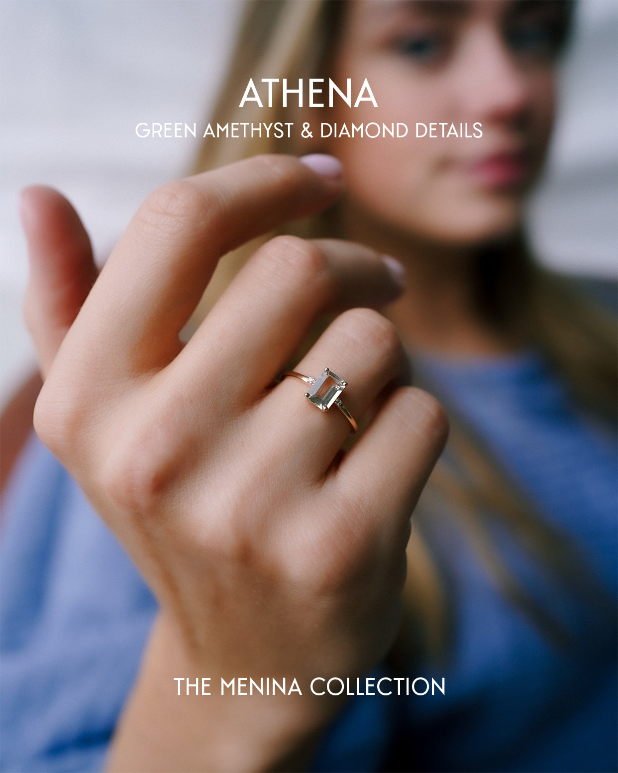 Athena | 9K & 14K Groene Amethist & Diamant Details