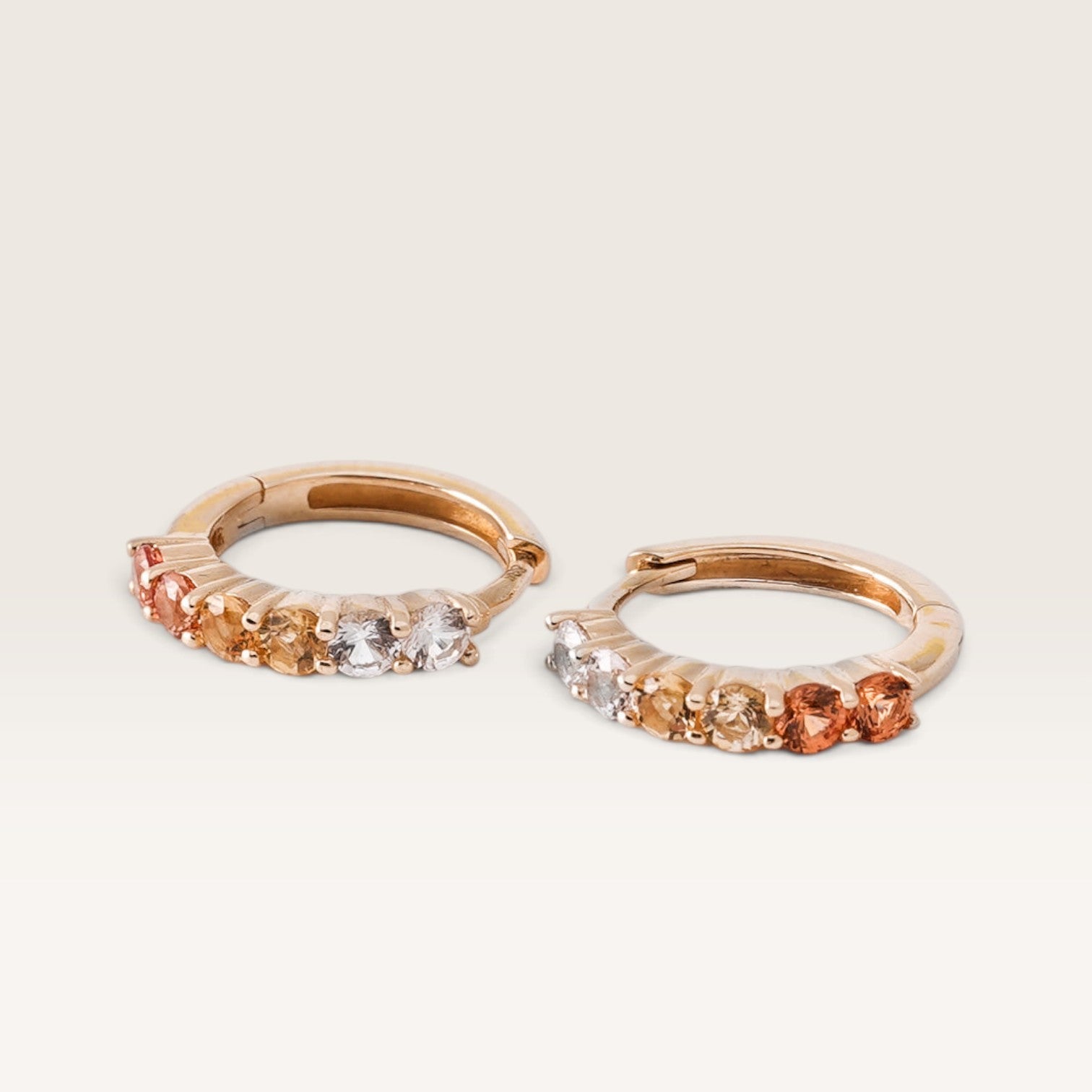 Aureline | 14K Multicolor Sapphire & Crystal Pavé Huggies - Menina Amsterdam