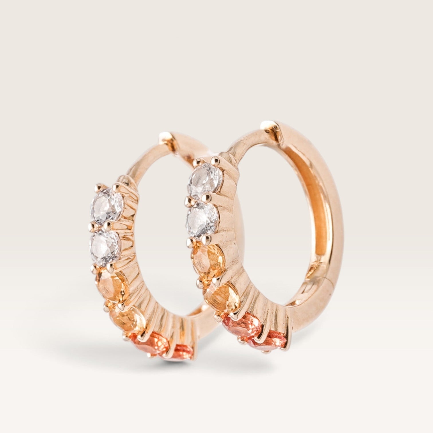 Aureline | 14K Multicolor Sapphire & Crystal Pavé Huggies - Menina Amsterdam