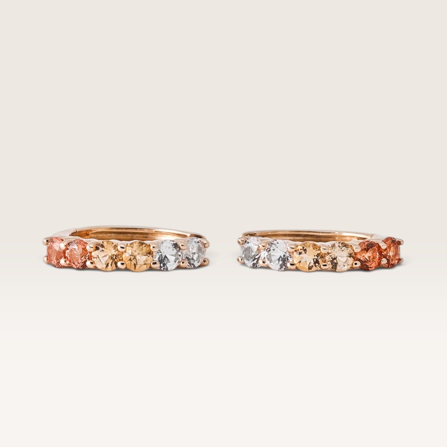Aureline | 14K Multicolor Sapphire & Crystal Pavé Huggies - Menina Amsterdam