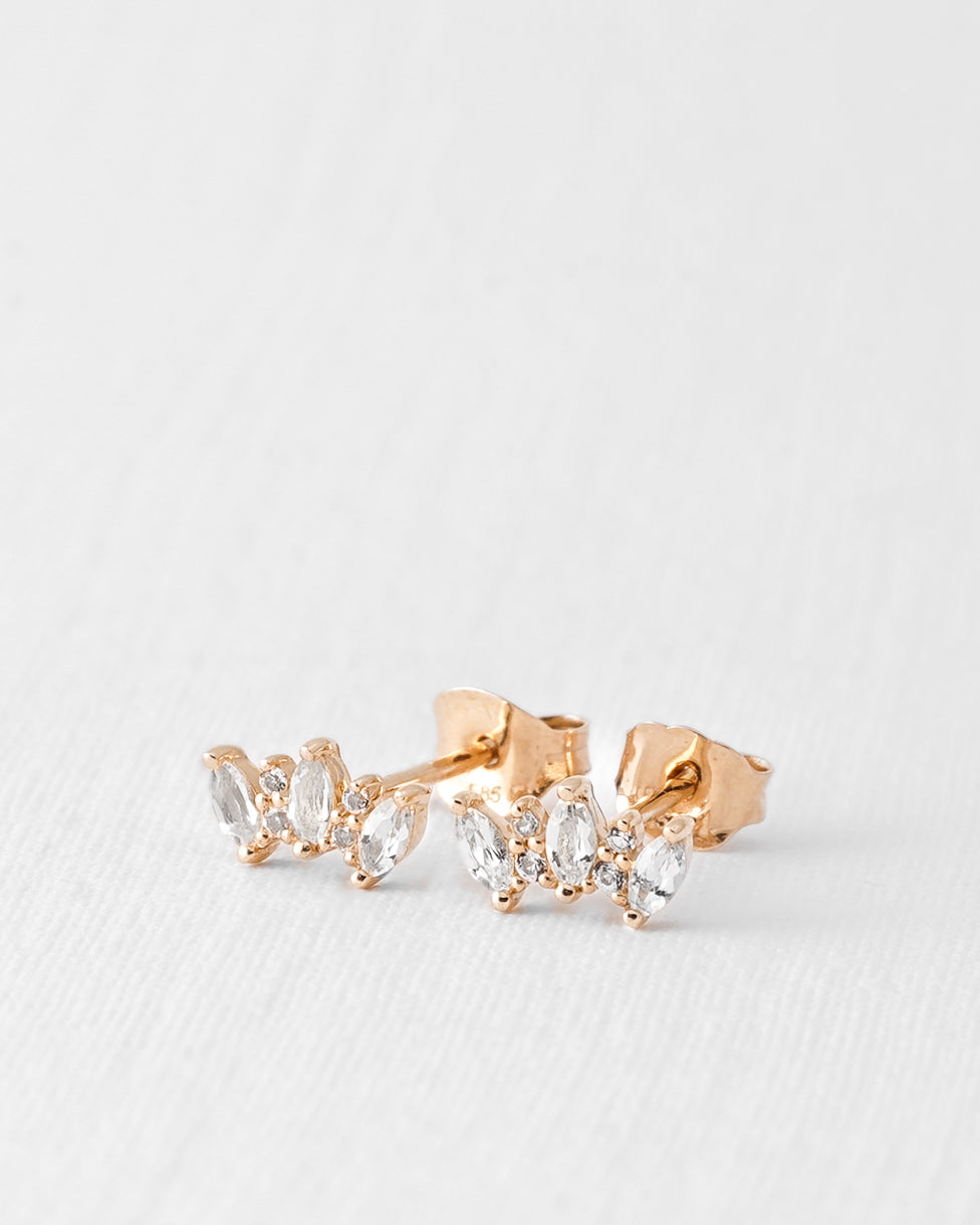 Arianne | 14K Witte Topaas Cluster Studs