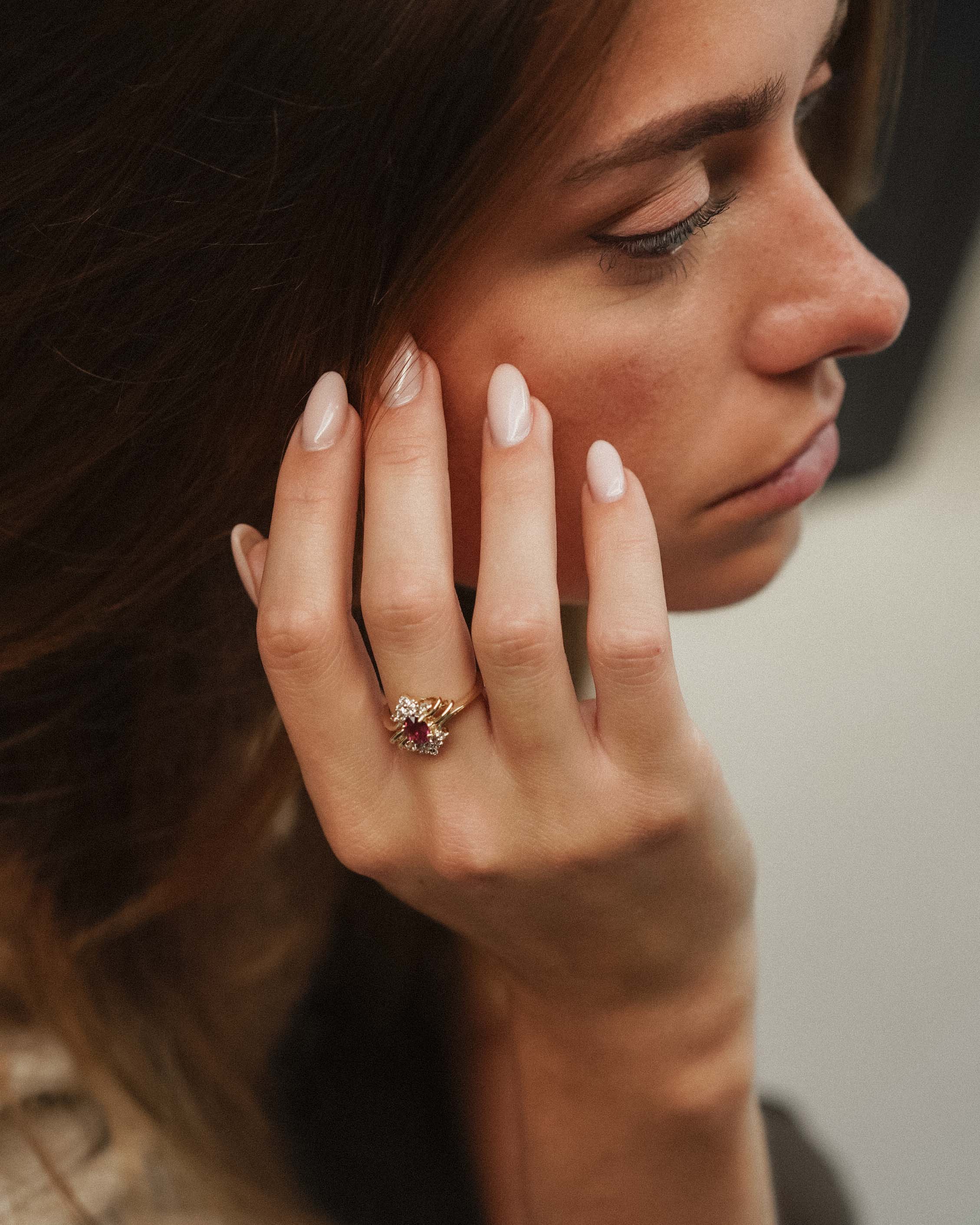 Norelle | Vintage Toermalijn en Witte Saffier Dress Ring