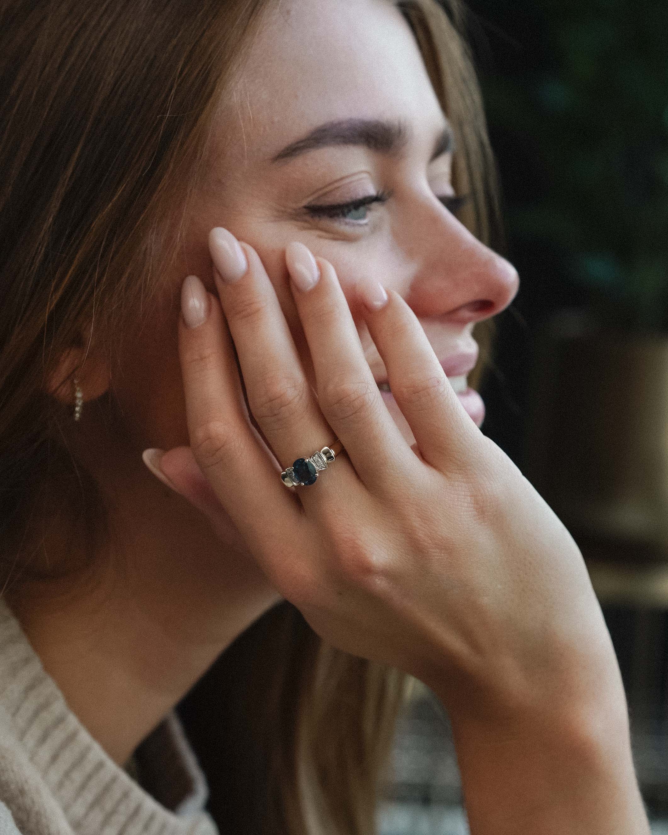 Verella | Vintage Topaas Solitair en Diamant Details Ring