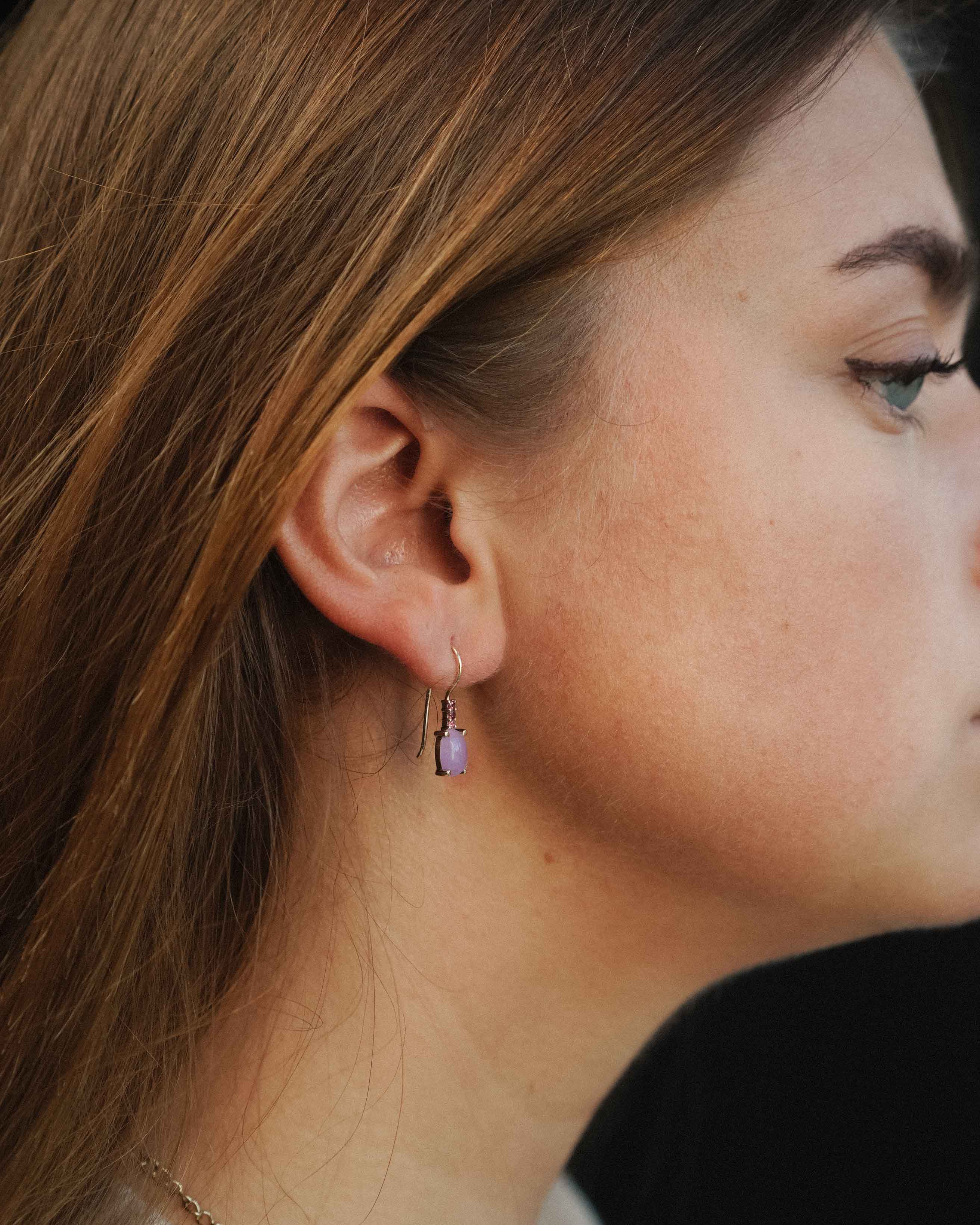 Lily | Vintage Lavendel Jade & Granaat Oorbellen