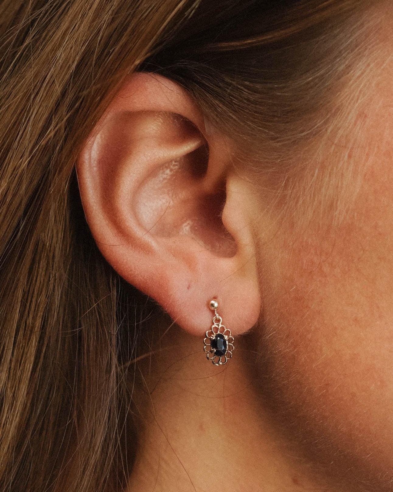 Amelie | Vintage Saffier Oorbellen