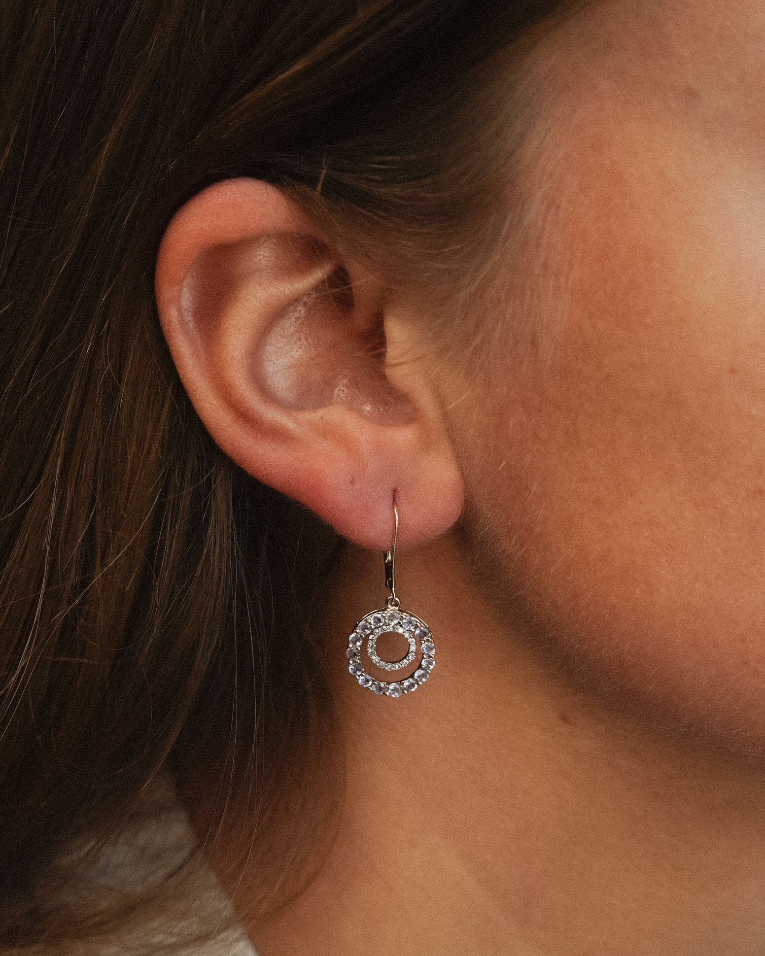 Evi | Vintage Tanzaniet & Diamant Oorbellen