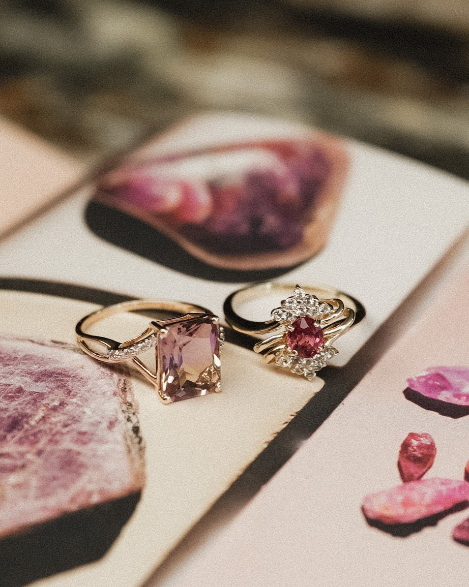 Norelle | Vintage Toermalijn en Witte Saffier Dress Ring