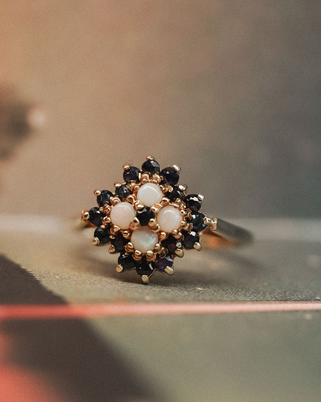 Emma | Vintage Saffier en Opaal Cluster Ring