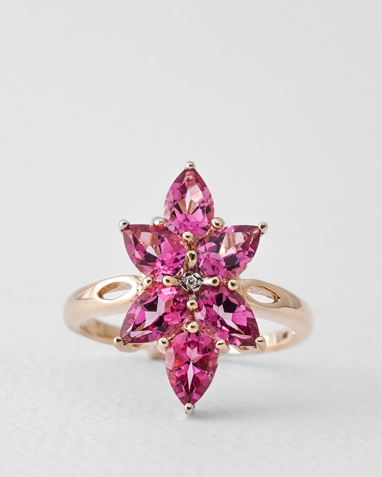 Valentina | Vintage Roze Topaas & Diamant Cluster Ring