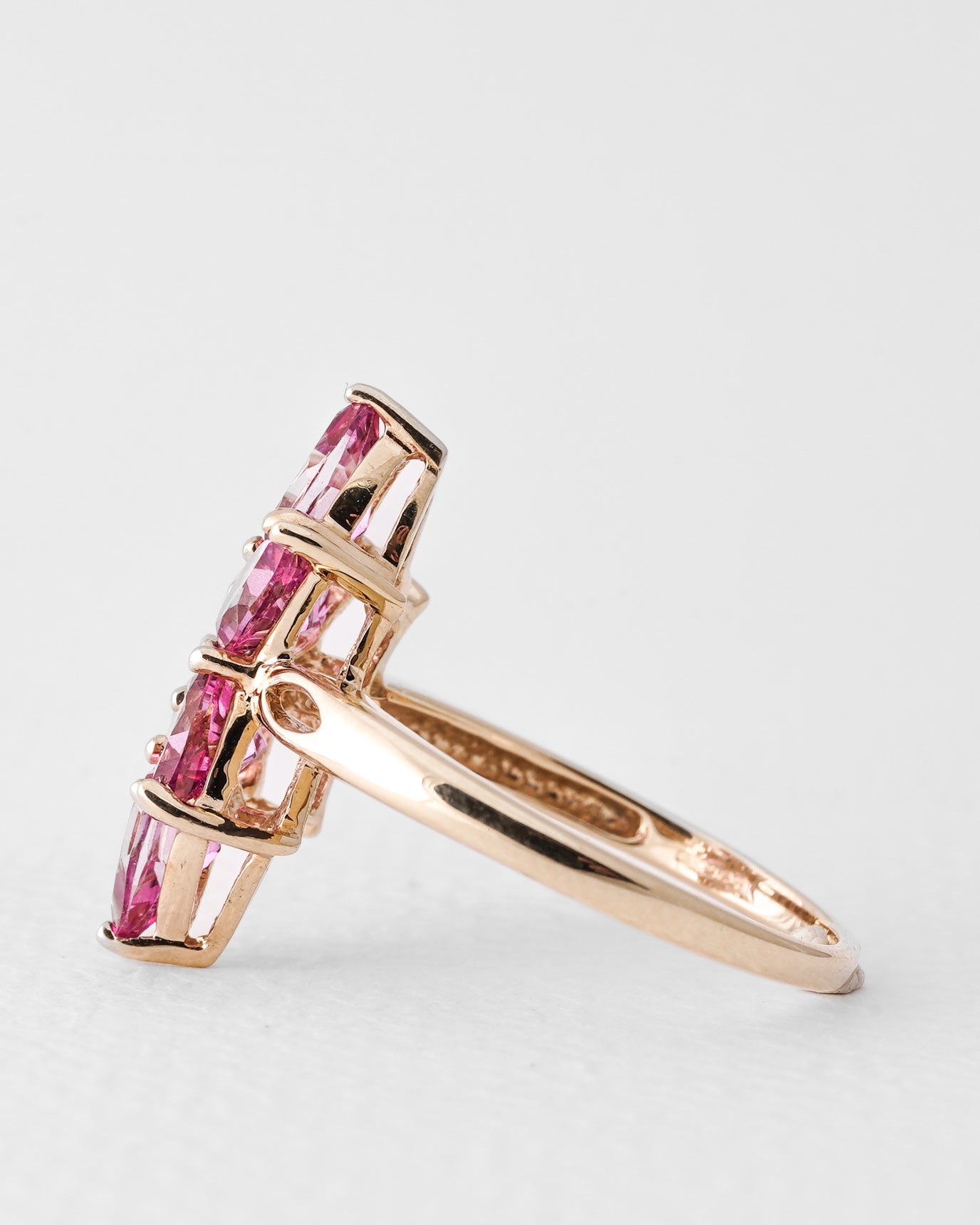 Valentina | Vintage Roze Topaas & Diamant Cluster Ring