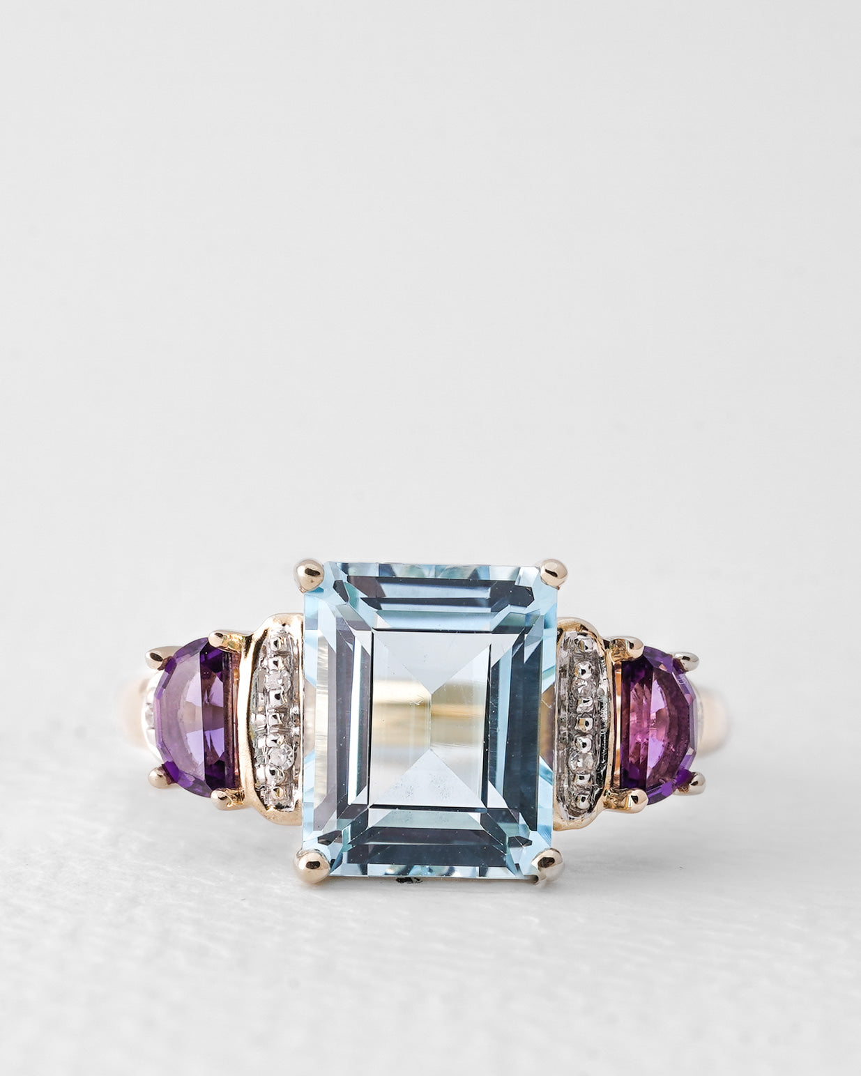 Isabella | Vintage Topaas, Amethist & Diamant Ring