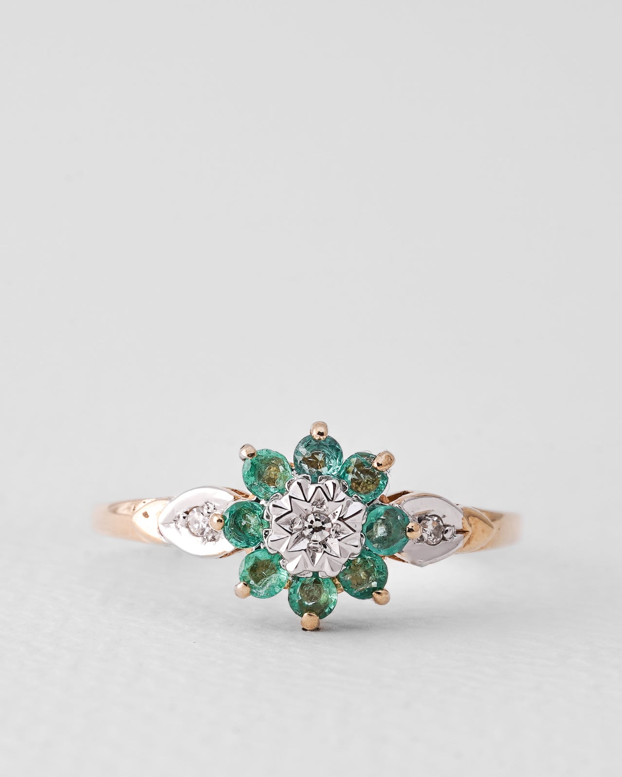 Fabienne | Vintage Smaragd & Diamant Cluster Ring