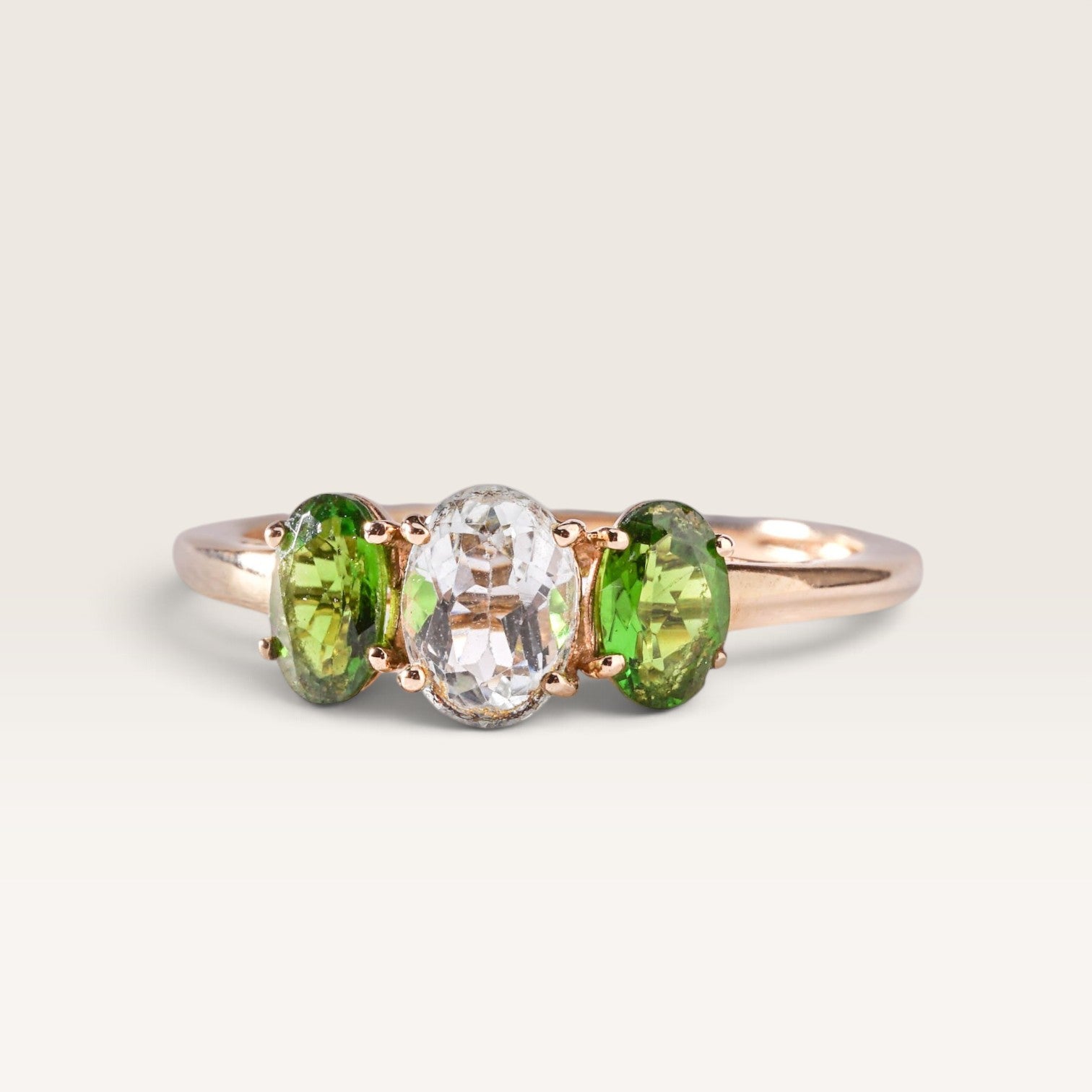Juliette | Vintage Aquamarijn en Diopsiet ring