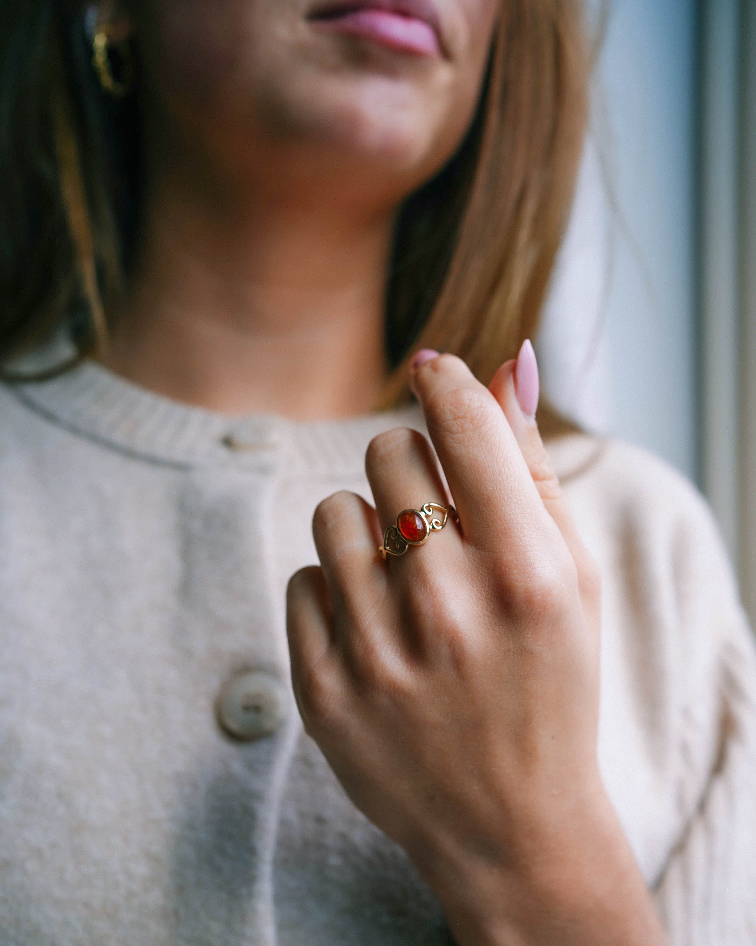 Serene | Vintage Amber Solitaire Ring