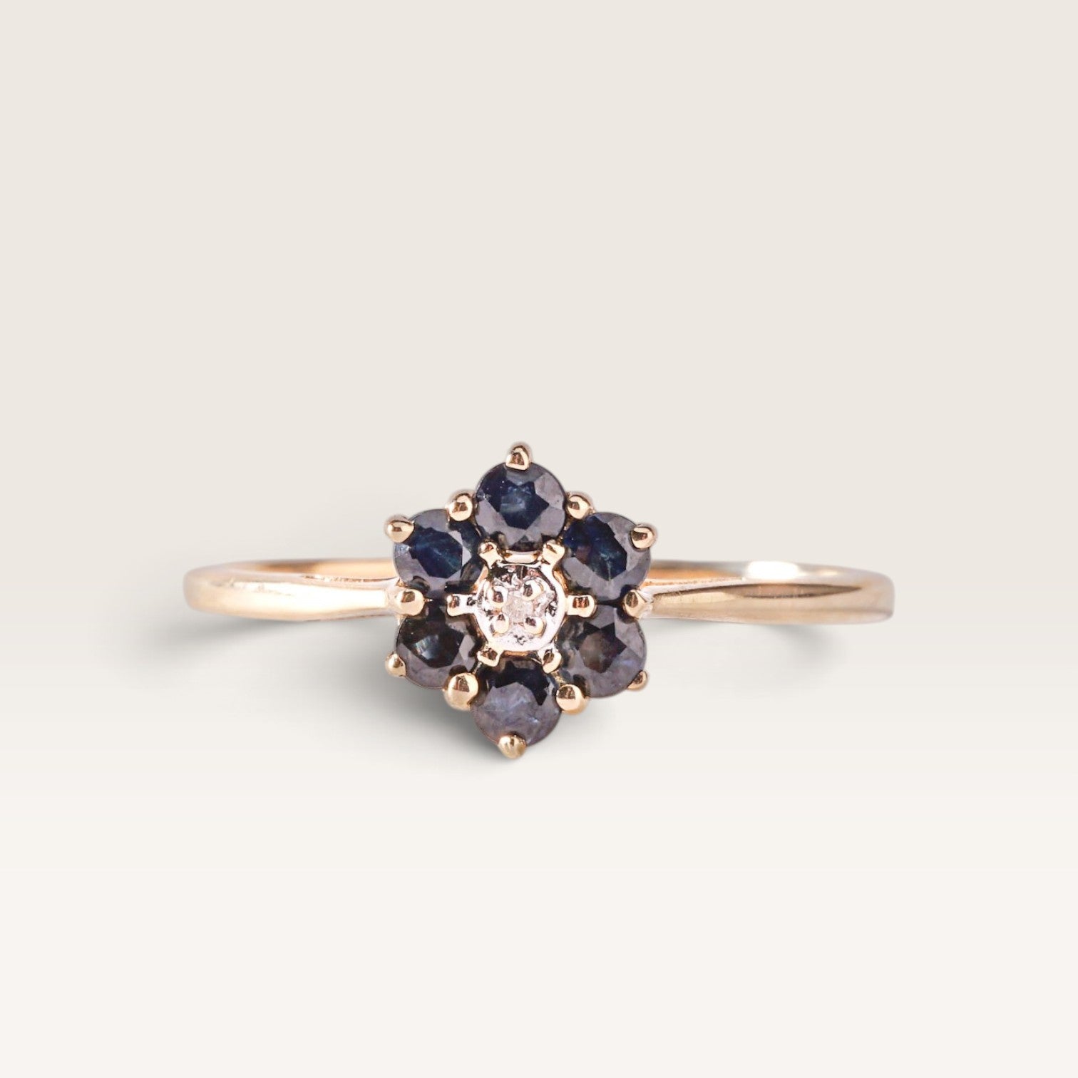 Thalia | Vintage Saffier en Diamant ring