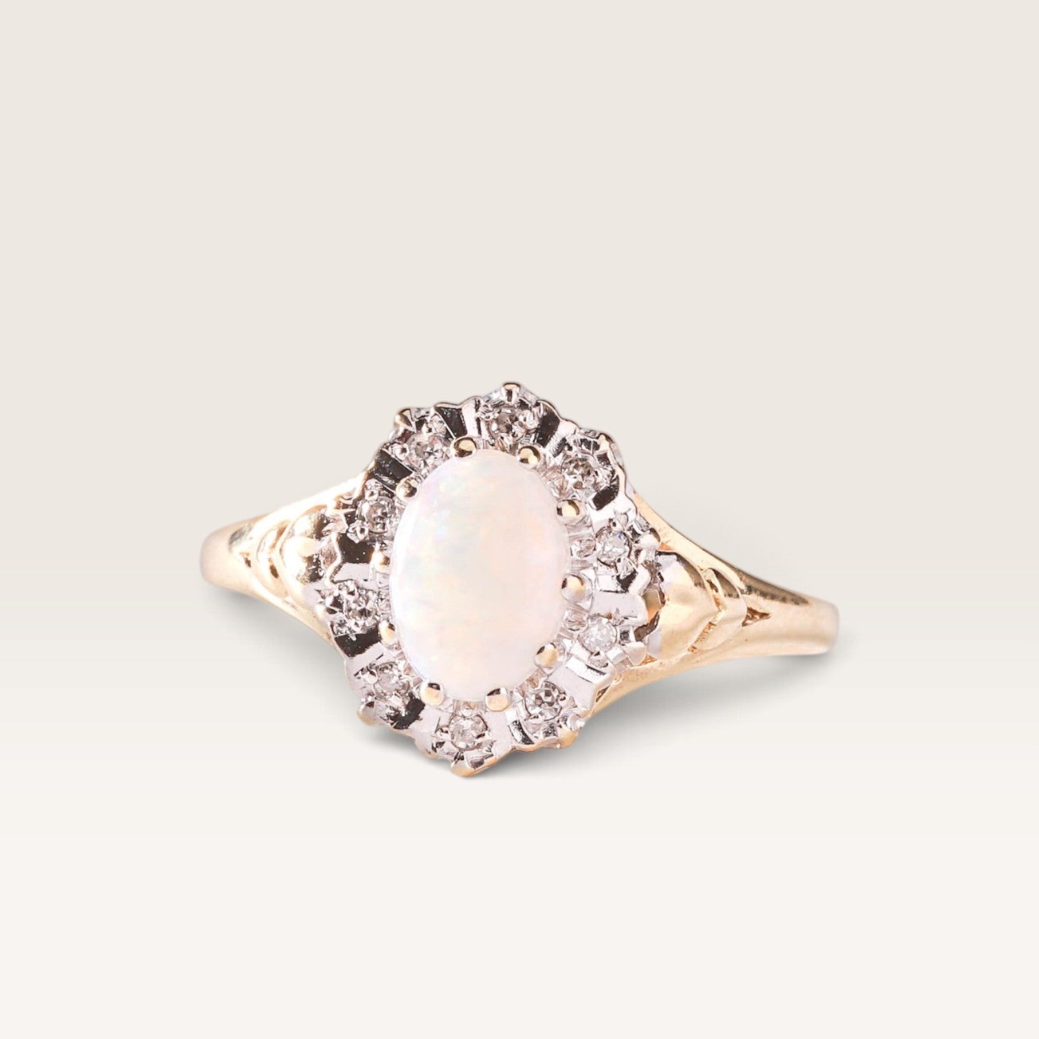 Firenze | Vintage Opaal en Diamant ring - Menina Amsterdam