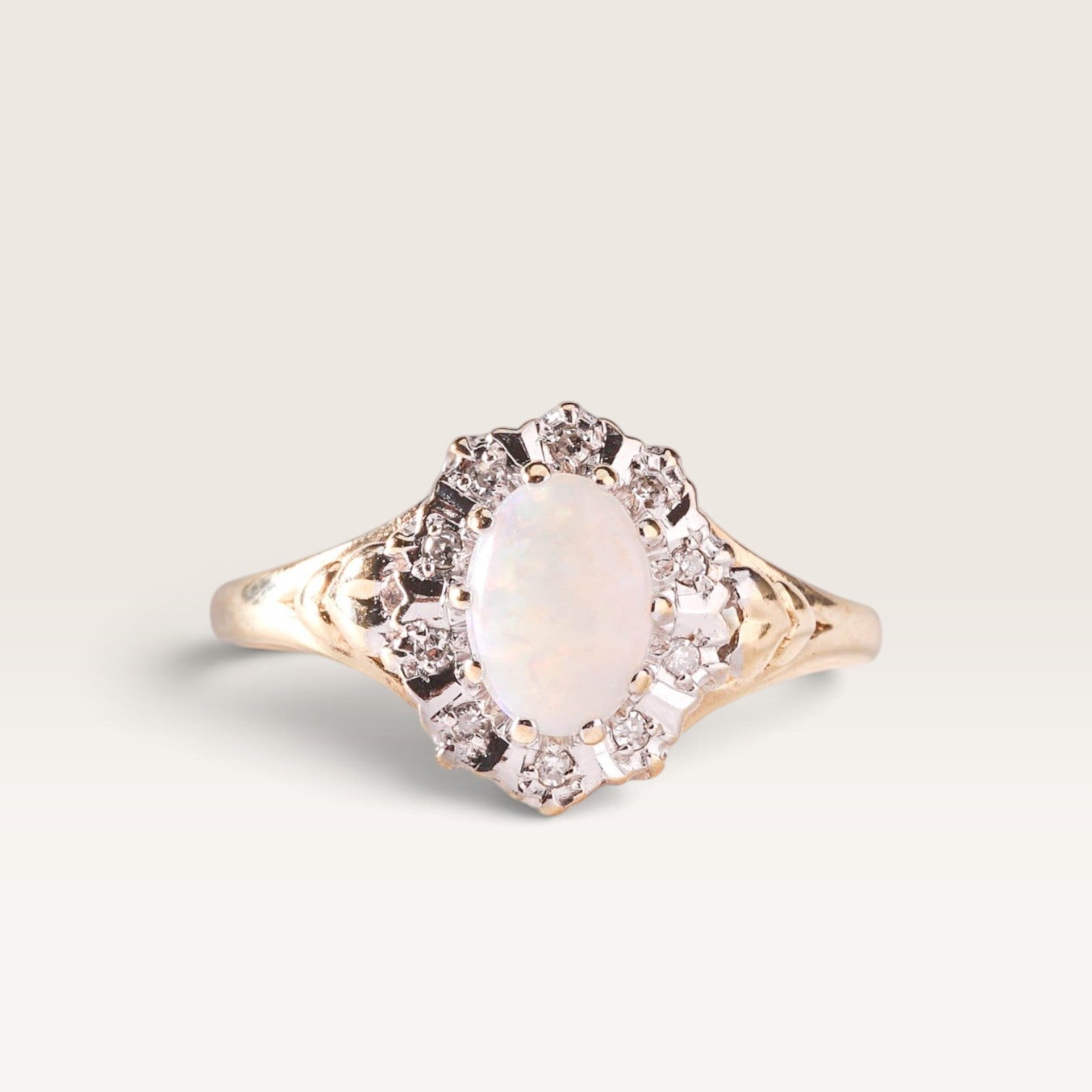 Firenze | Vintage Opaal en Diamant ring - Menina Amsterdam