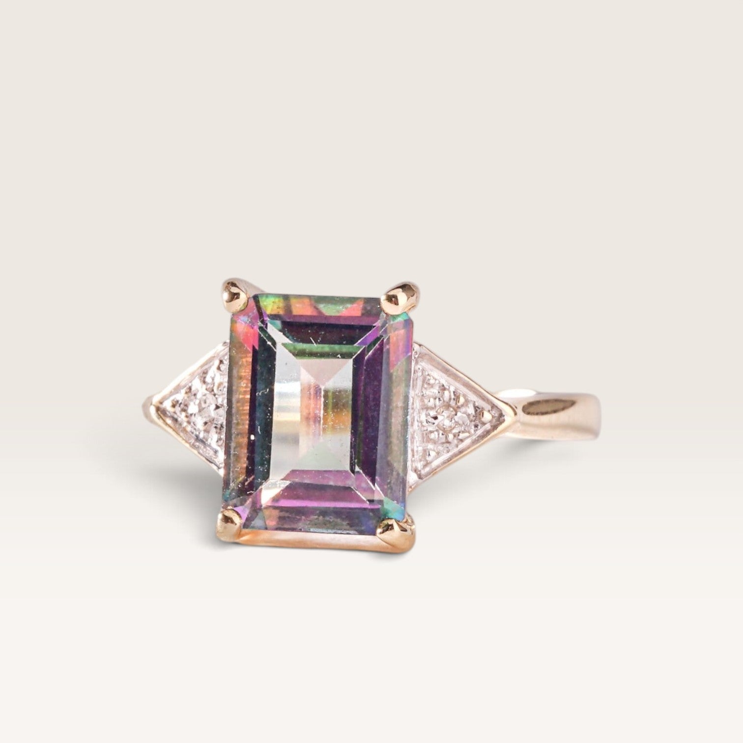 Mireille| Vintage Topaas en Diamant ring - Menina Amsterdam