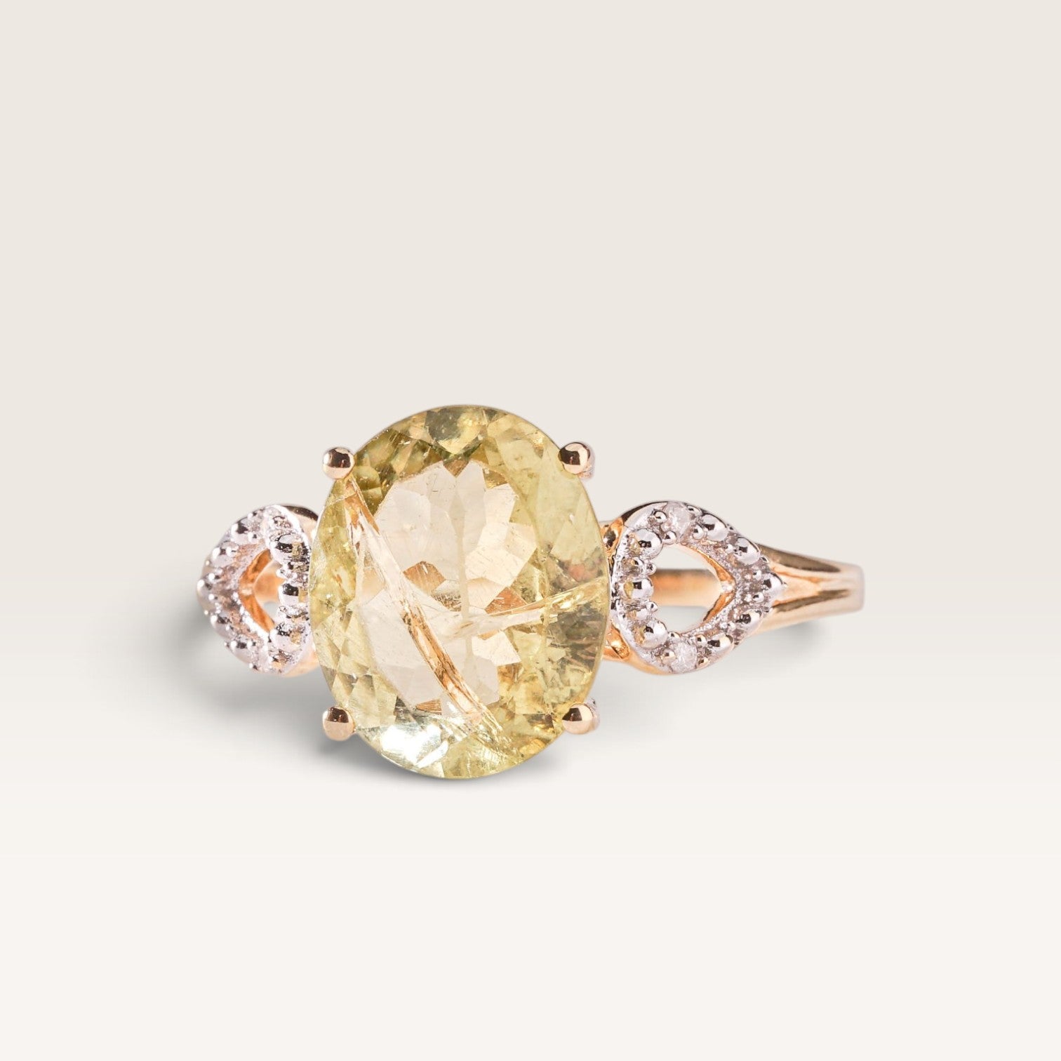 Eloise | Vintage Kwarts en Diamant ring - Menina Amsterdam